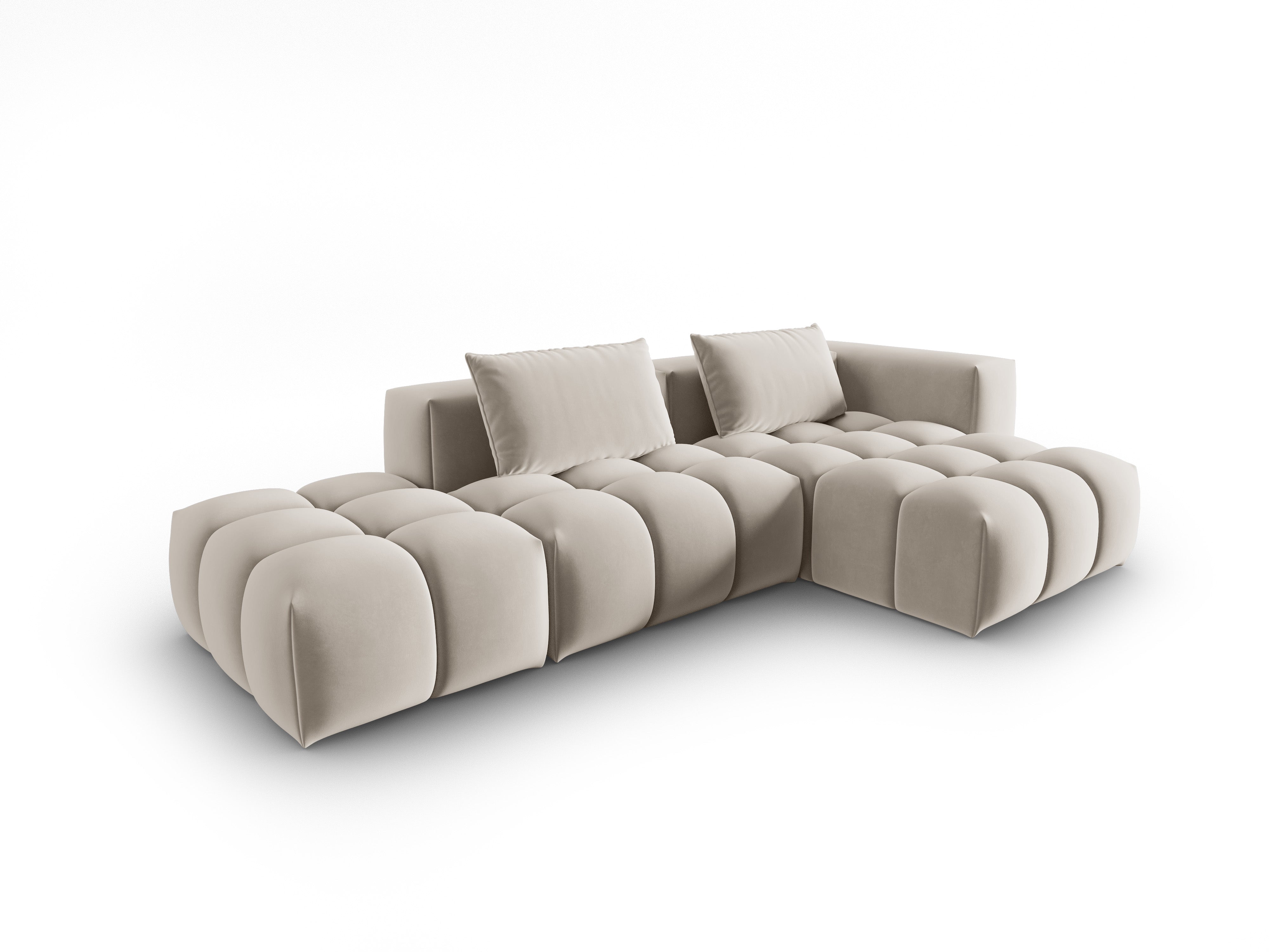Narożnik aksamitny 4-osobowy prawostronny otwarty VERONA ecru – Cosmopolitan Design