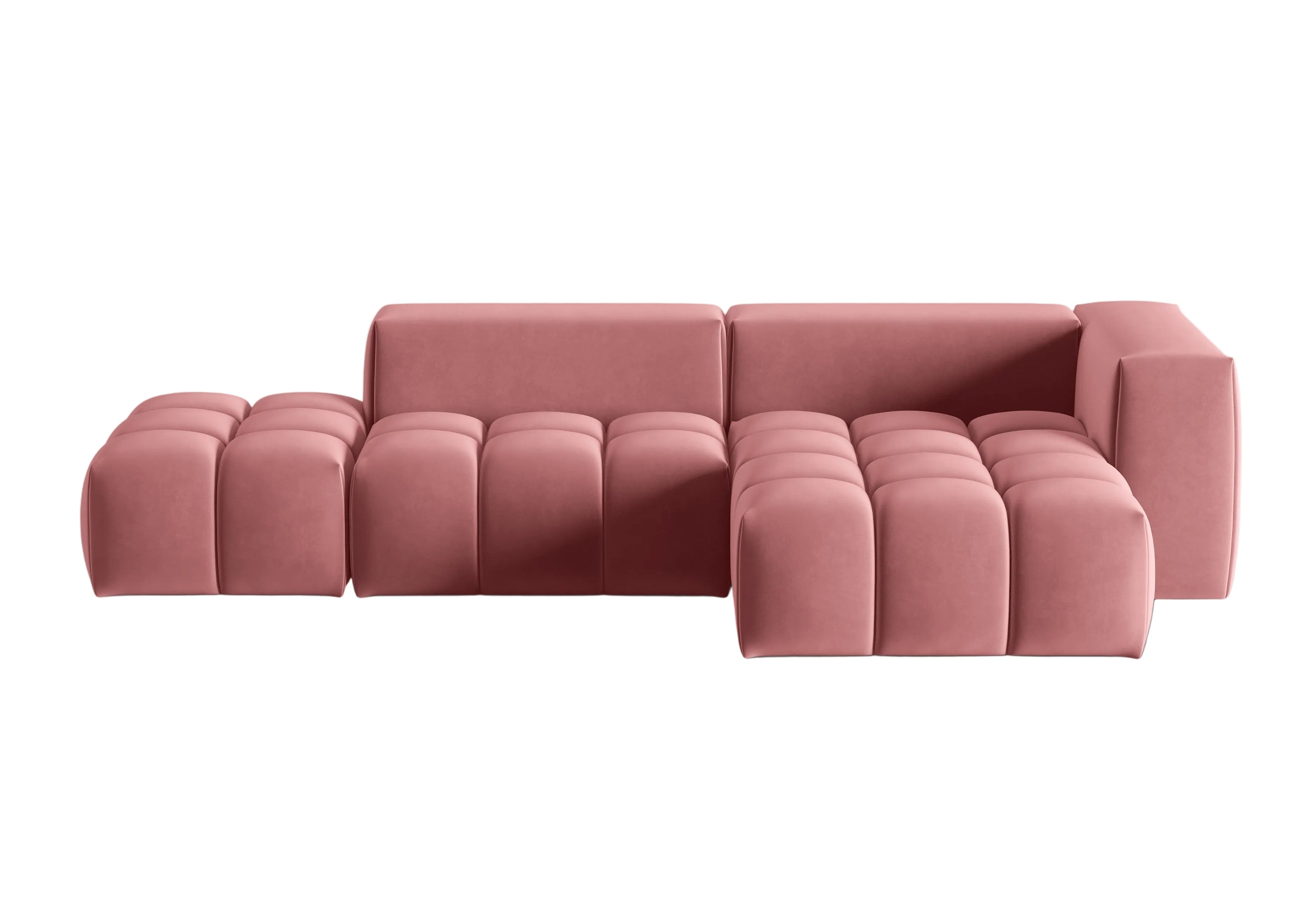 Narożnik aksamitny 4-osobowy prawostronny otwarty VERONA różowy flamingo – Cosmopolitan Design