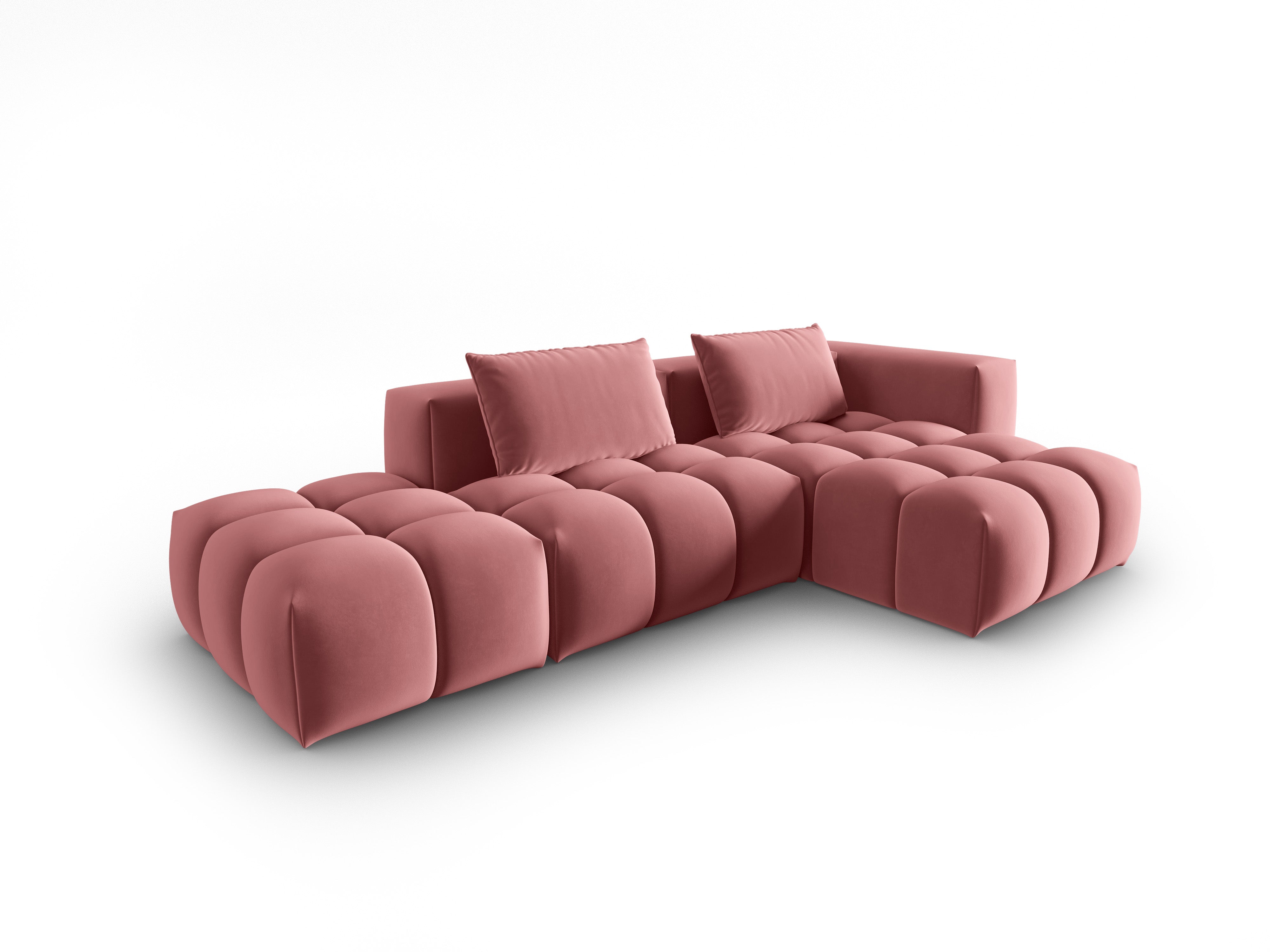 Narożnik aksamitny 4-osobowy prawostronny otwarty VERONA różowy flamingo – Cosmopolitan Design
