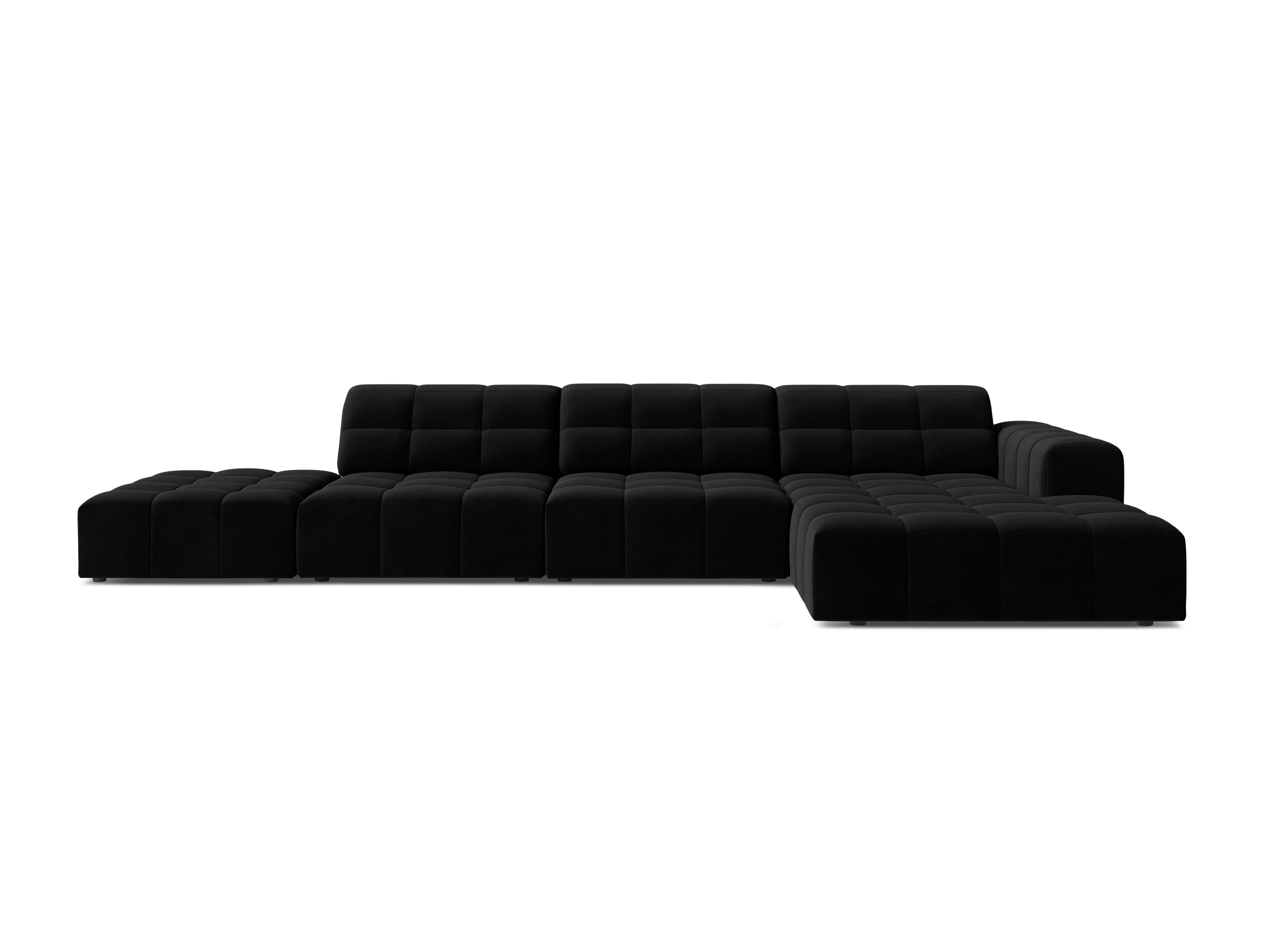 Rechtsseitige Samt-Ecke 5-Personen Chicago Black