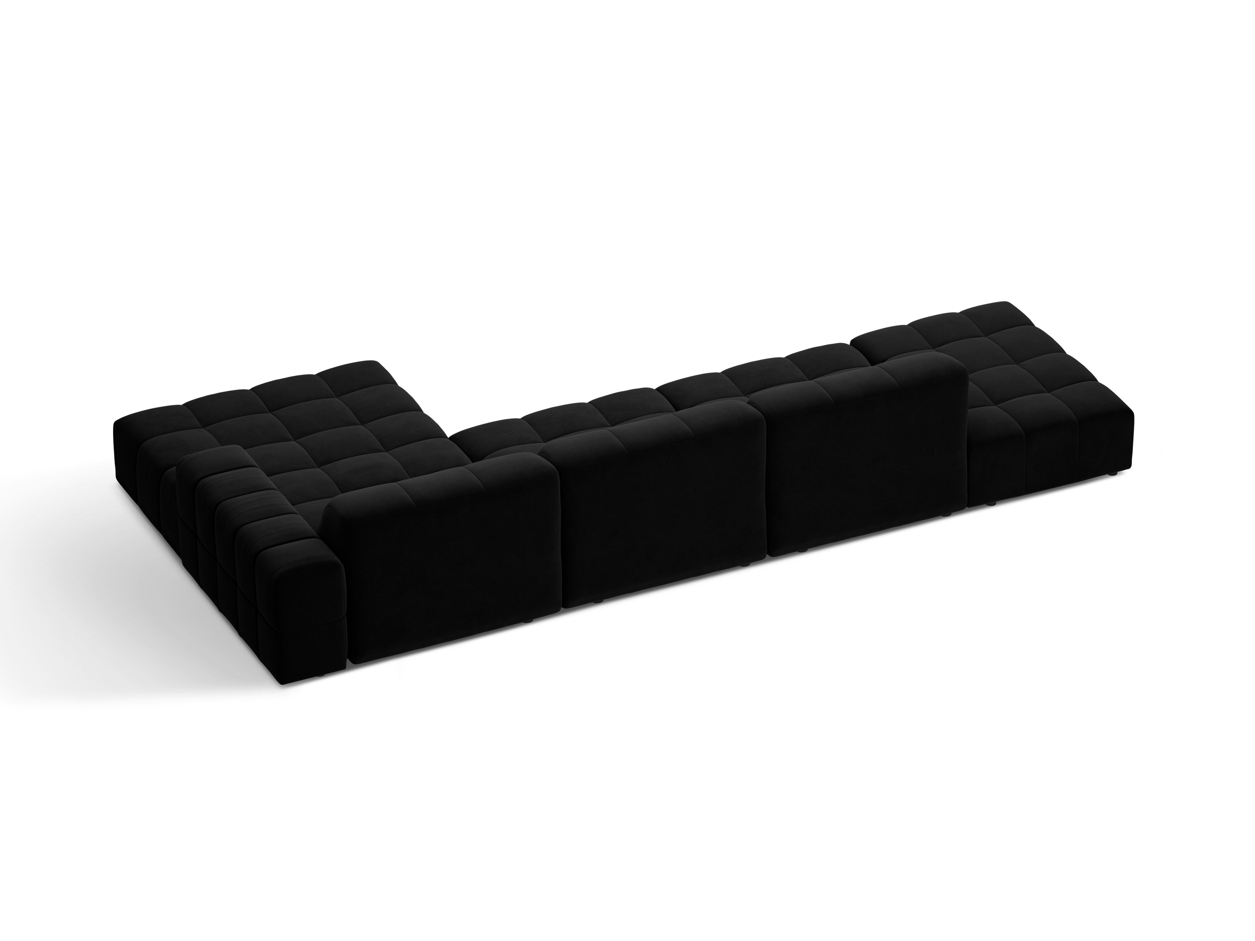 Rechtsseitige Samt-Ecke 5-Personen Chicago Black