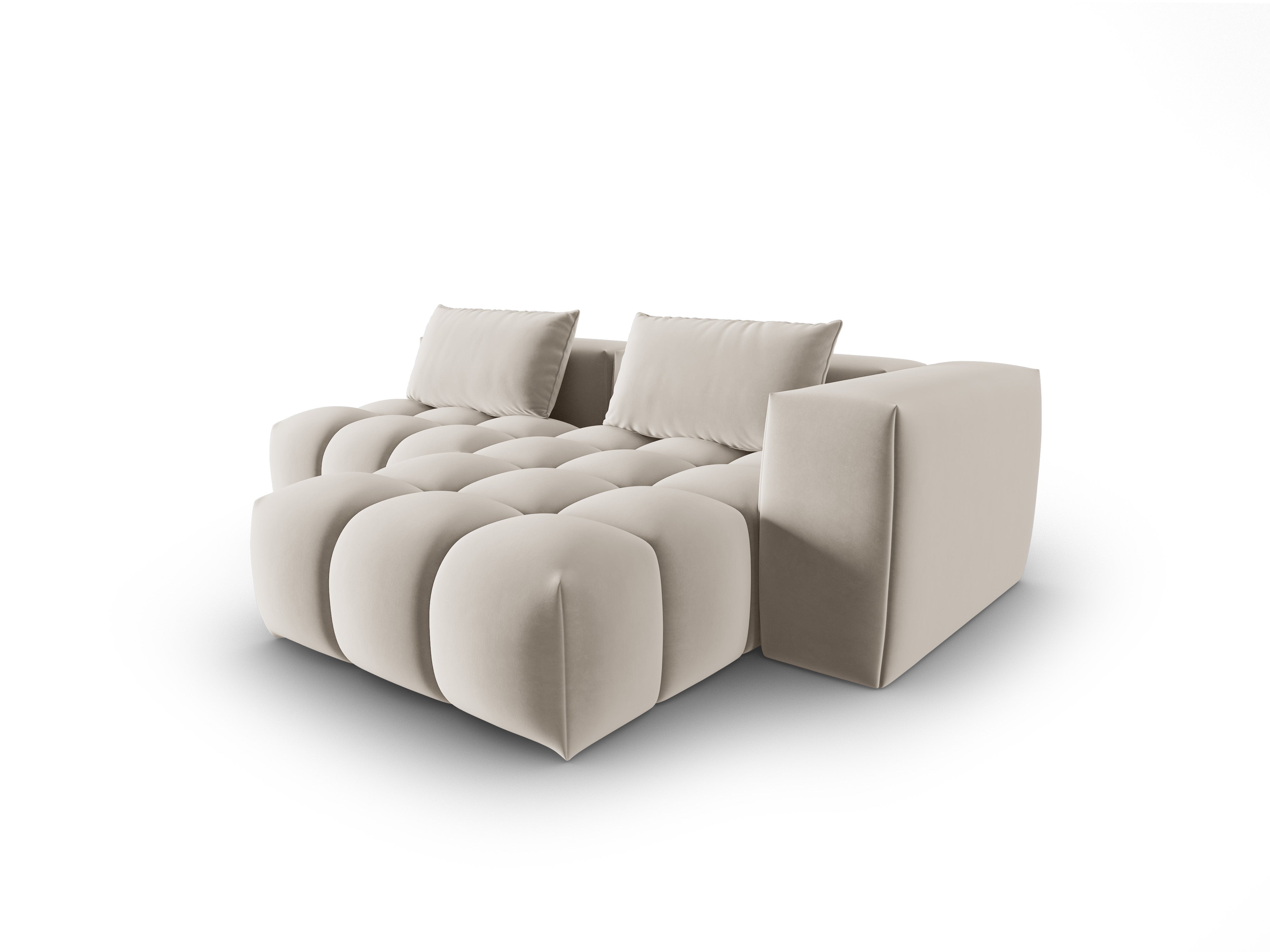 Narożnik aksamitny 3-osobowy prawostronny otwarty VERONA ecru – Cosmopolitan Design