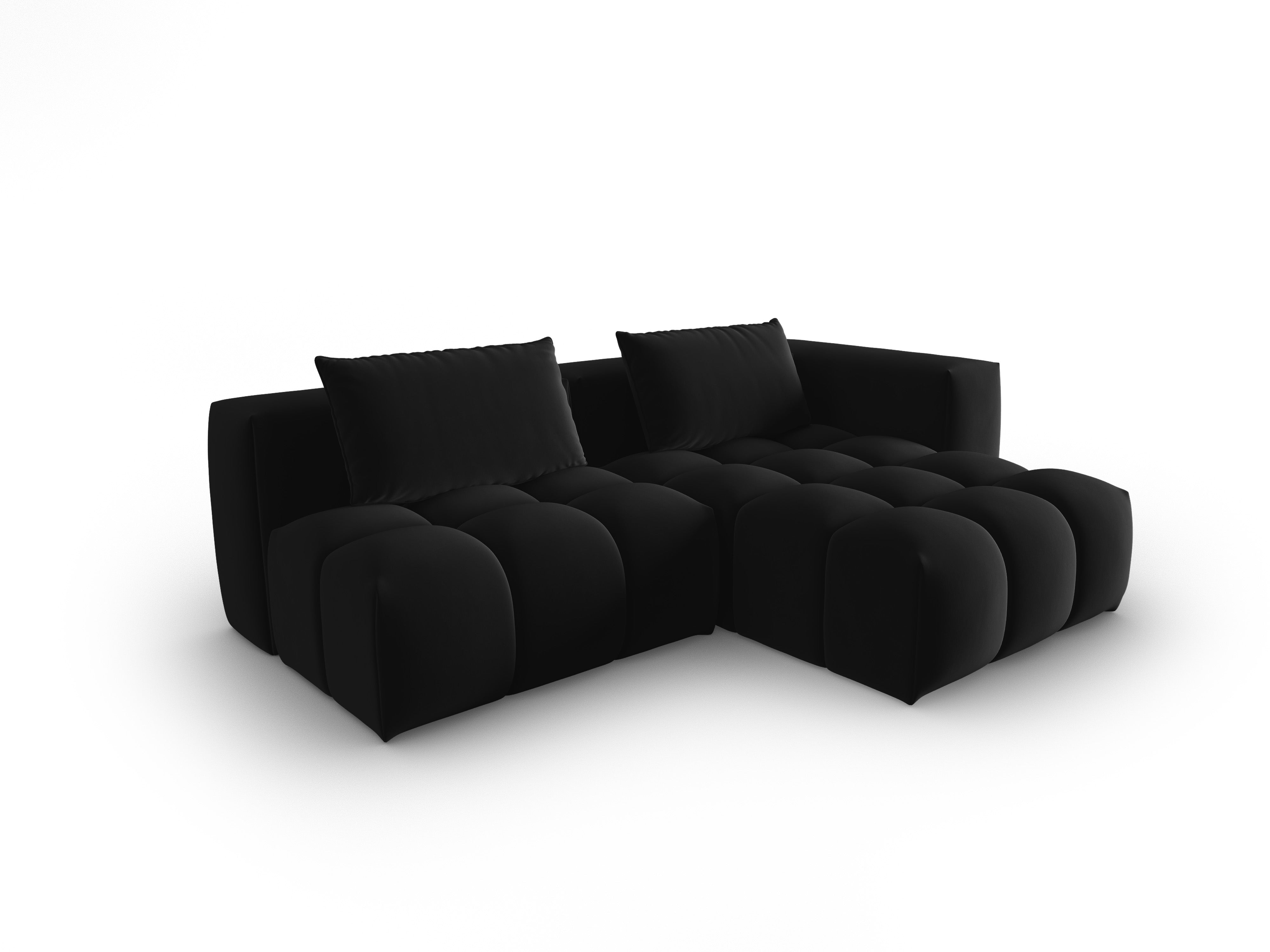 Narożnik aksamitny 3-osobowy prawostronny otwarty VERONA czarny – Cosmopolitan Design