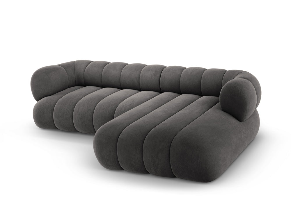 Velvet corner sofa for 5 people right-facing KOGE dark gray
