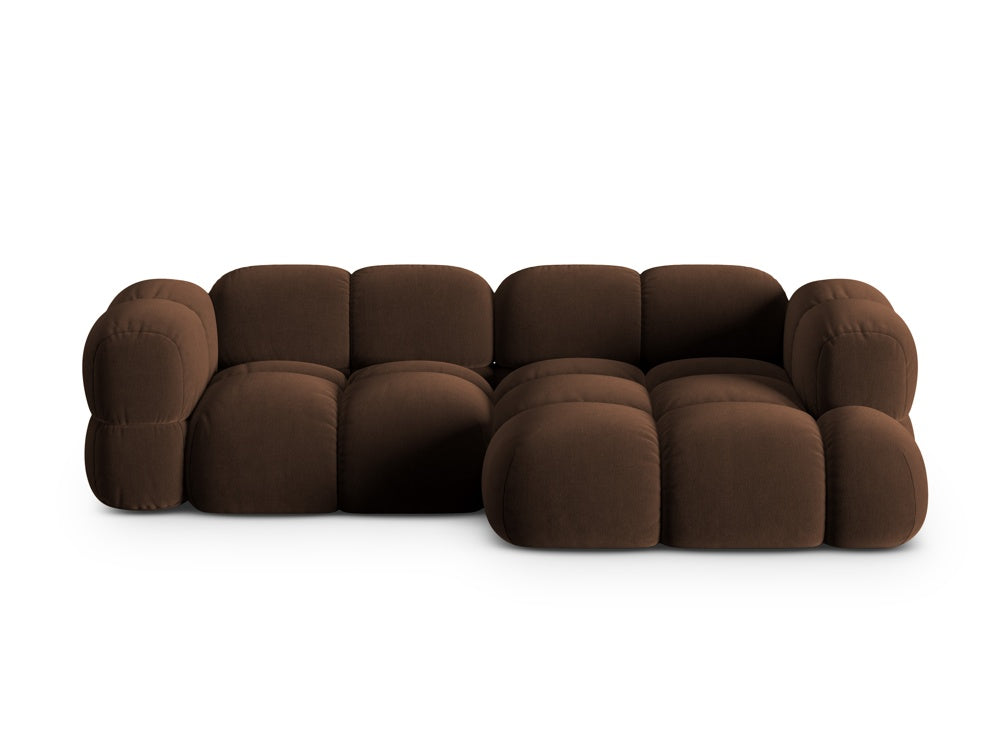 Samt-Ecksofa 3-sitzig rechts LORETTO schokoladenbraun