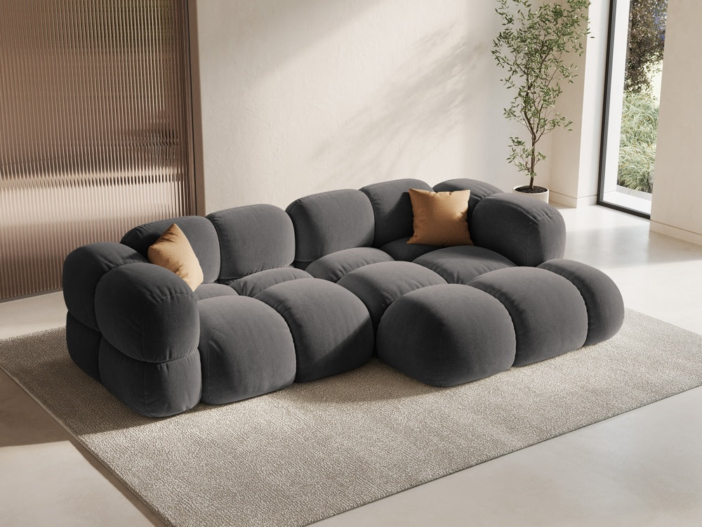 Samt-Ecksofa 3-sitzig rechts LORETTO grau