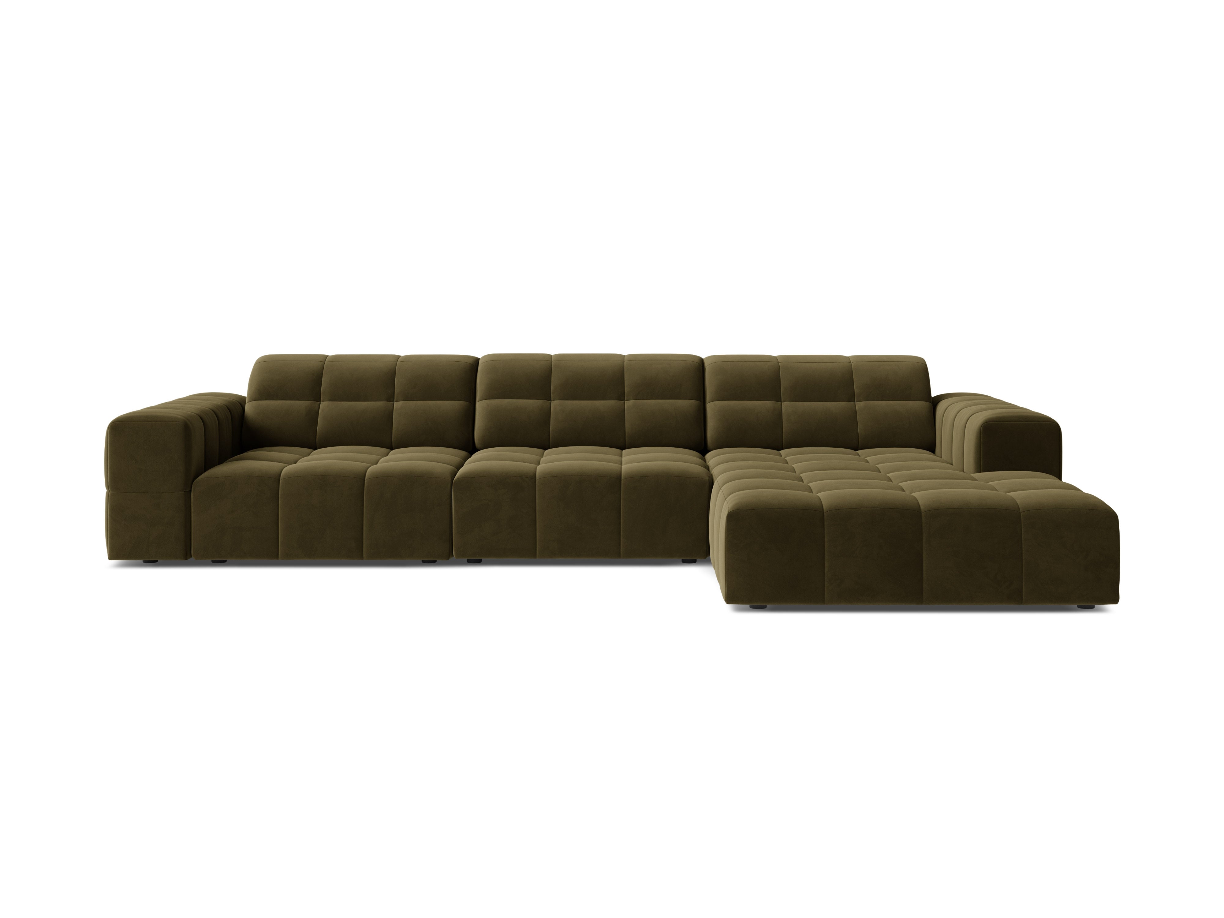 Rechtsseitige Samt-Ecke 4-Personen Olive Chicago