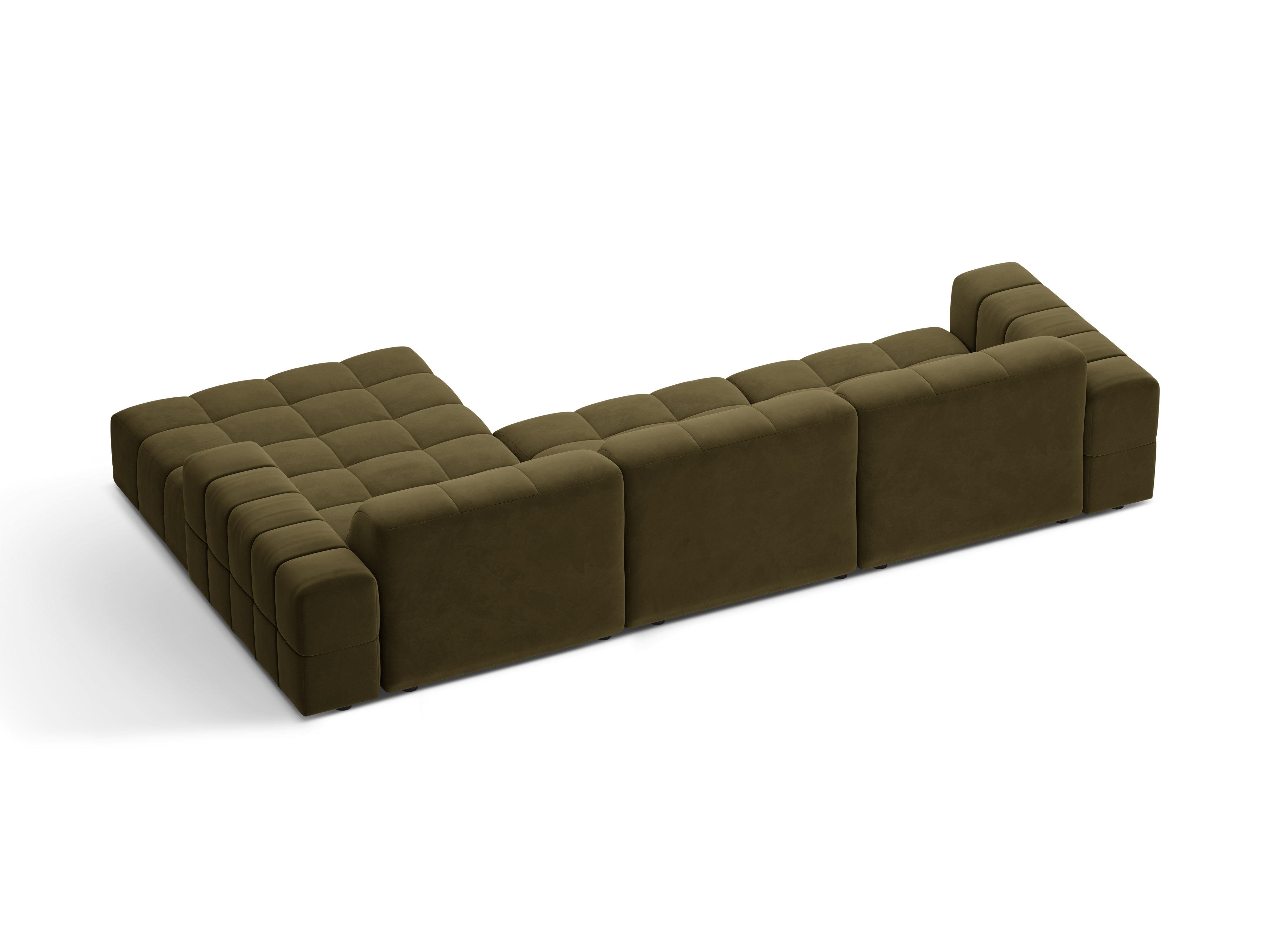 Rechtsseitige Samt-Ecke 4-Personen Olive Chicago