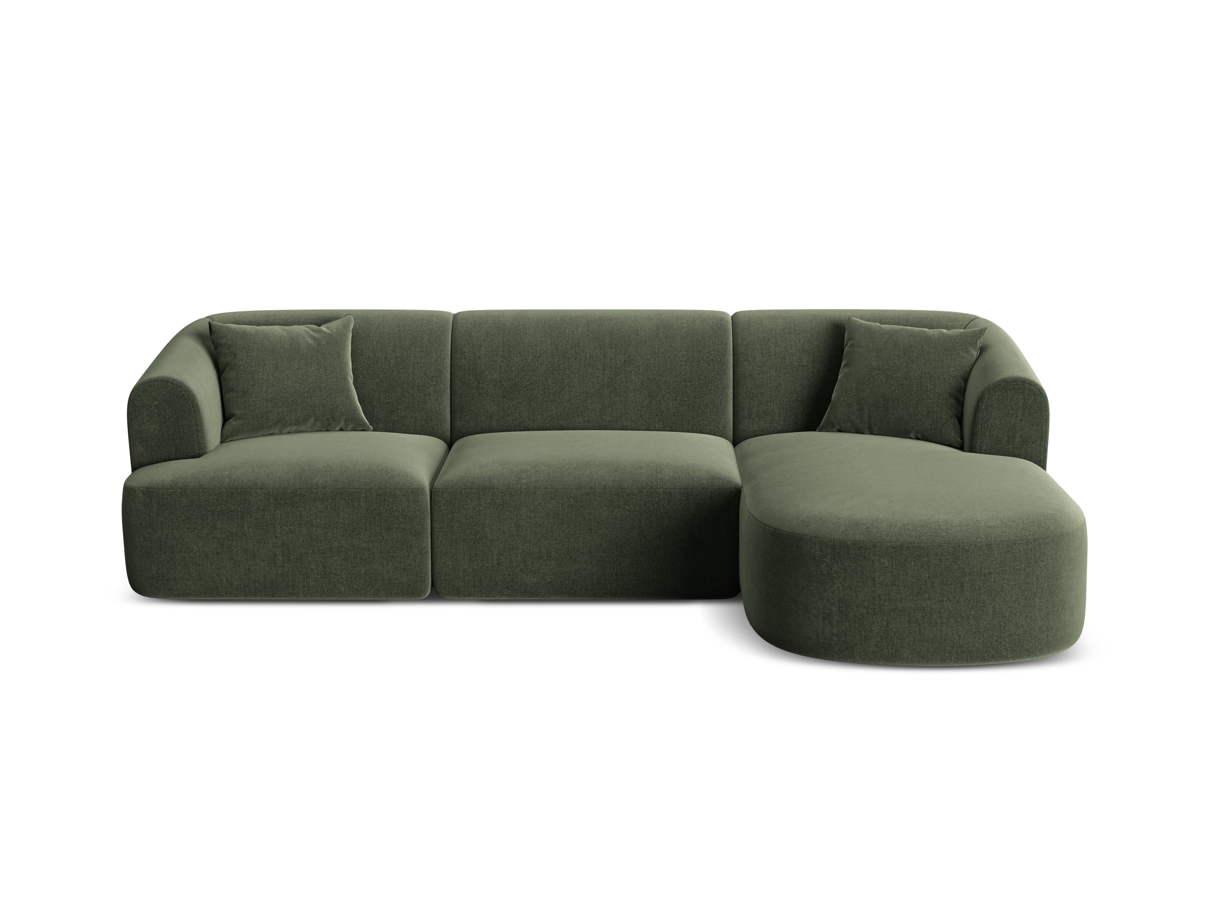Green right-facing velvet corner sofa for 4 people CAMPI