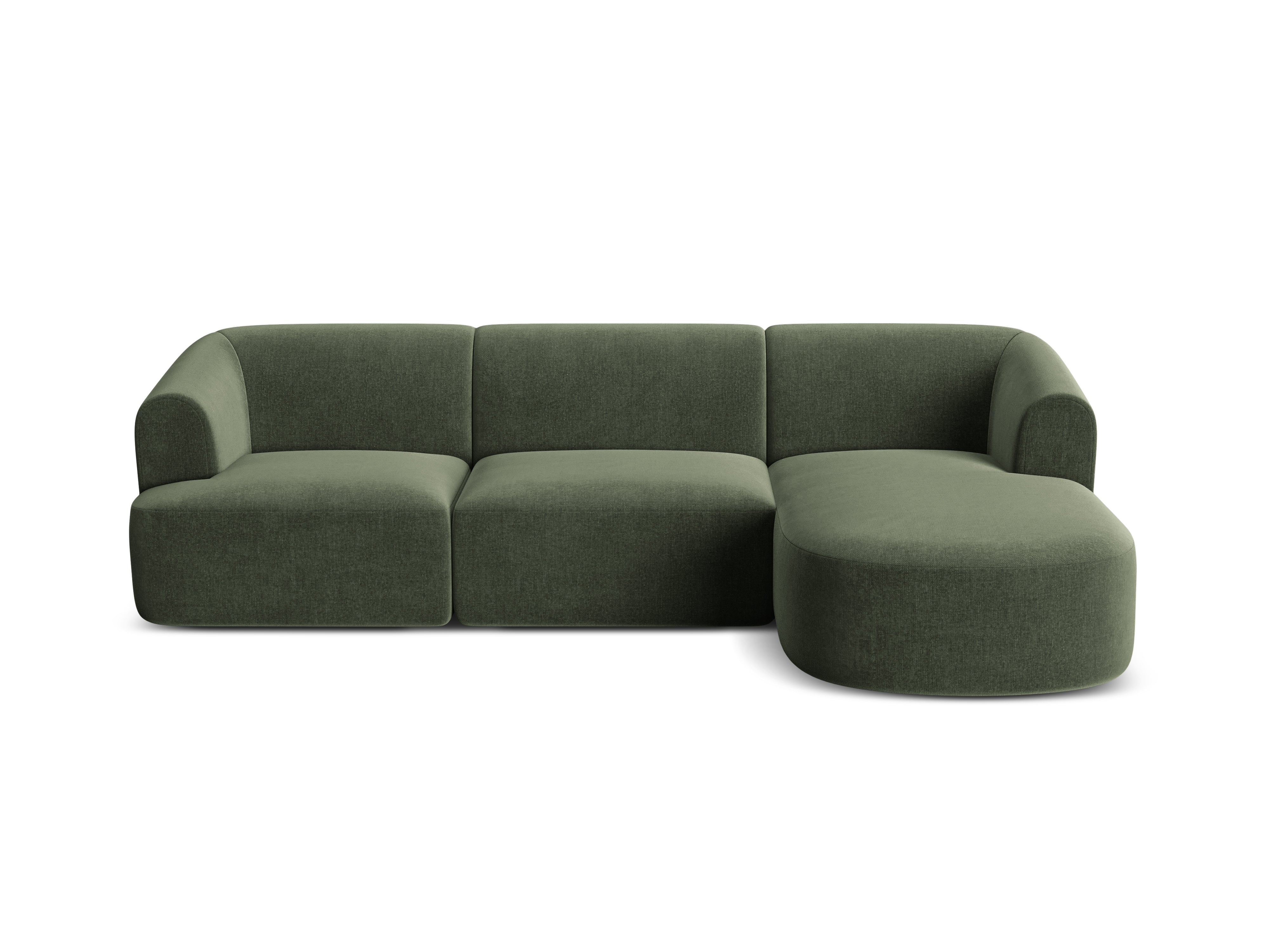 Green right-facing velvet corner sofa for 4 people CAMPI