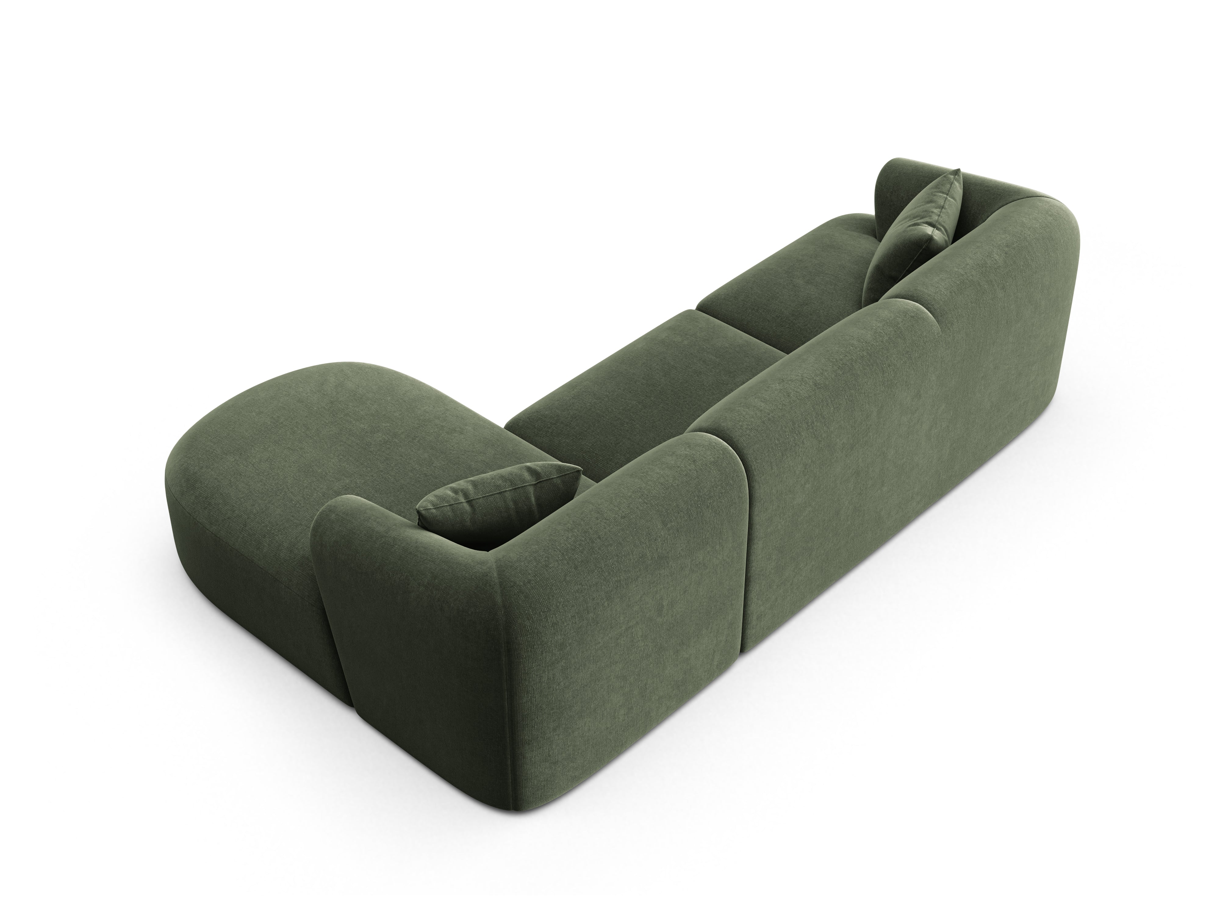 Green right-facing velvet corner sofa for 4 people CAMPI