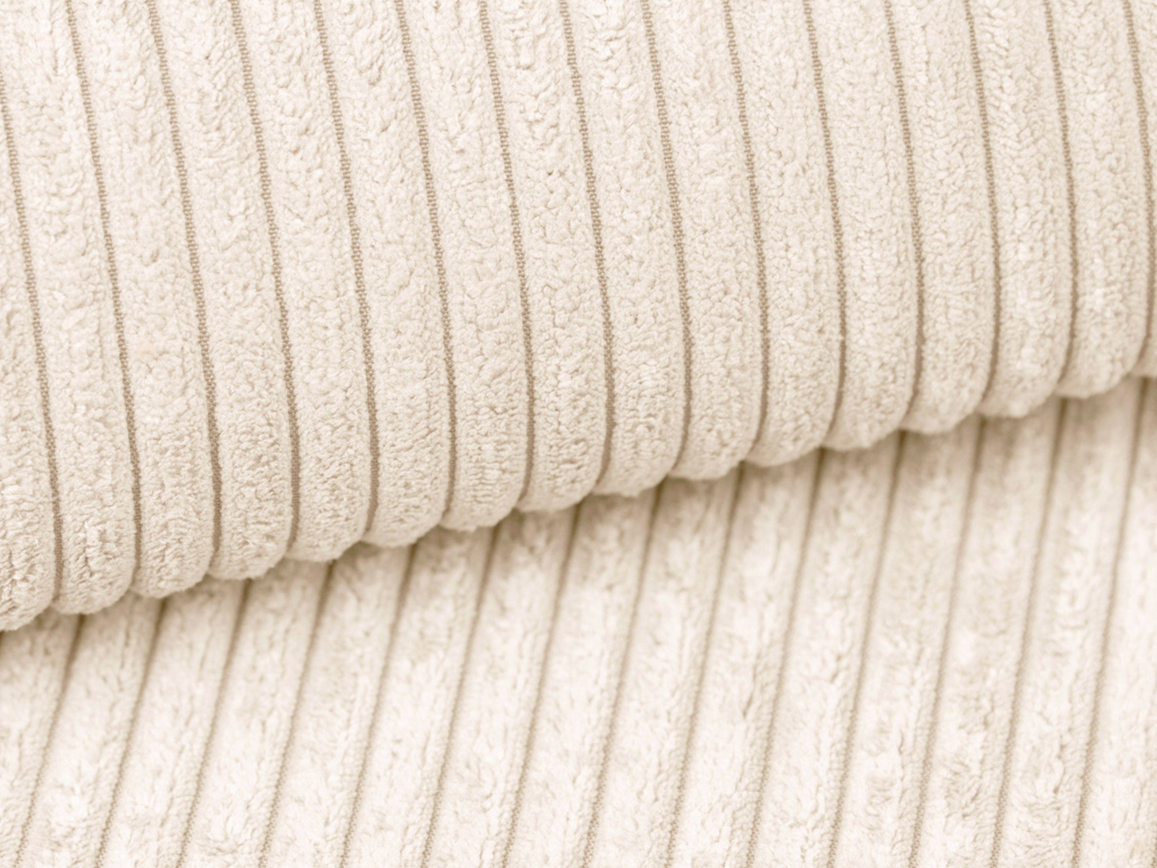 Rechtsseitige 4-Sitzer-Couch CAMPI cremefarbener Cord