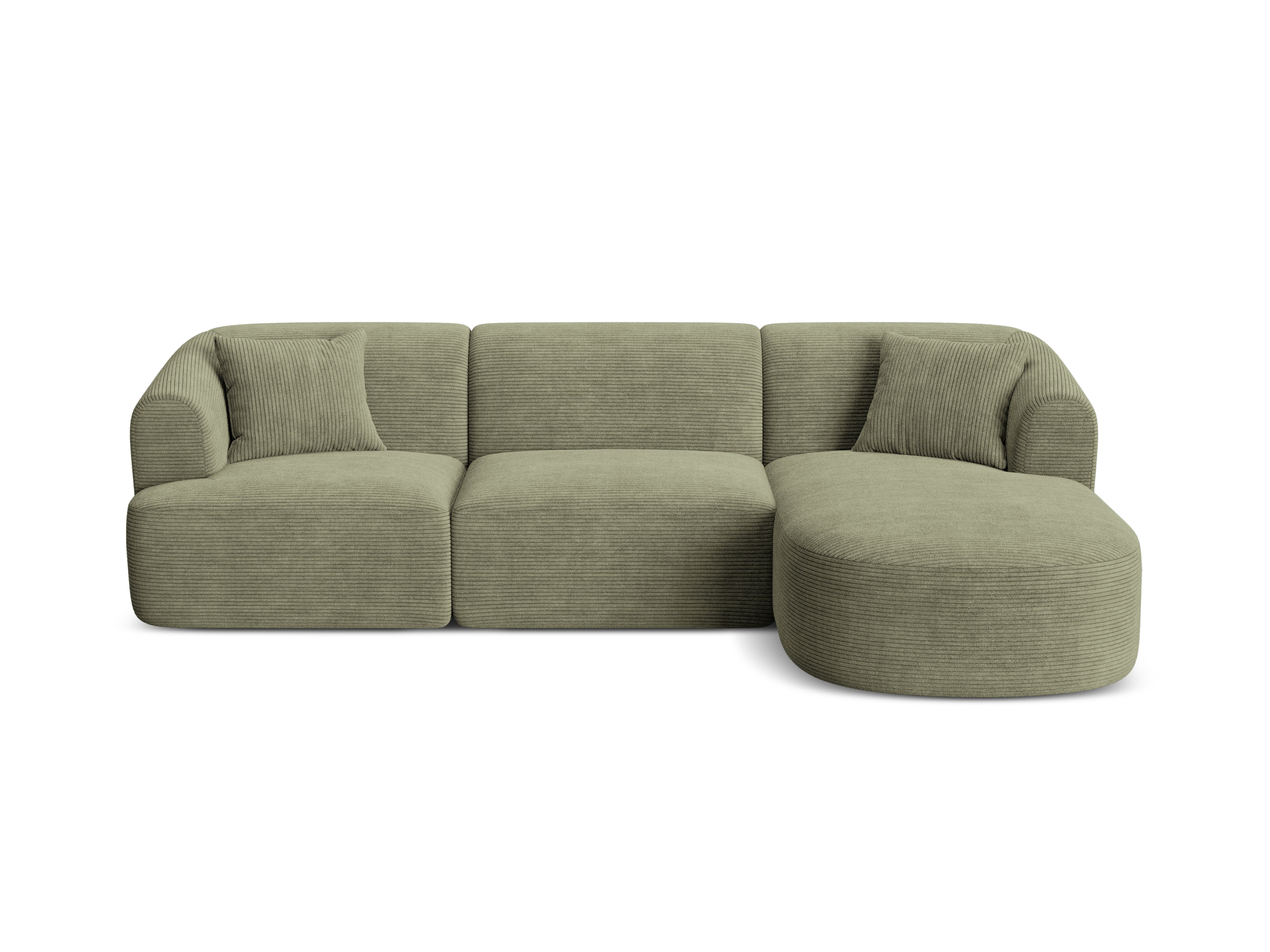 Narożnik prawostronny 4-osobowy CAMPI zielony sztruks – Cosmopolitan Design