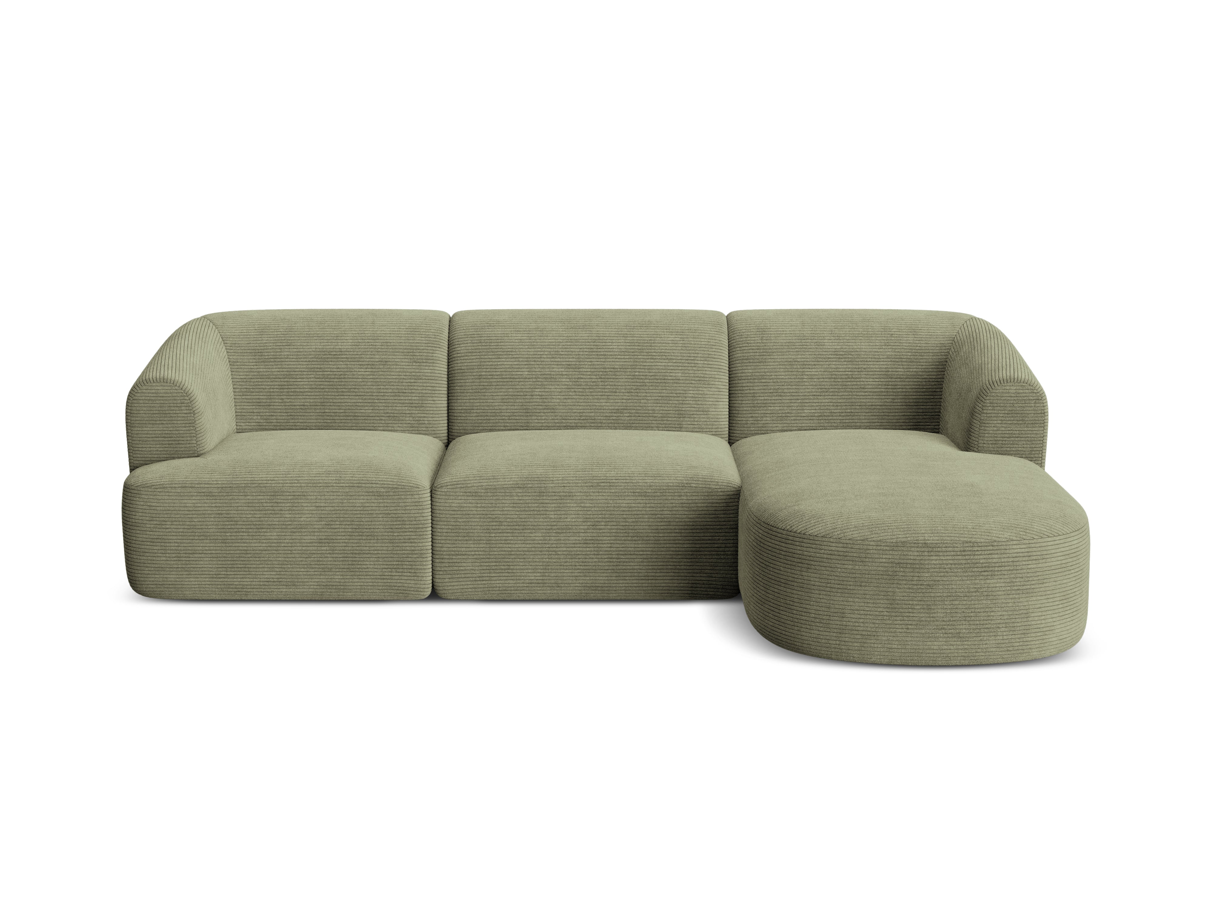 Narożnik prawostronny 4-osobowy CAMPI zielony sztruks – Cosmopolitan Design