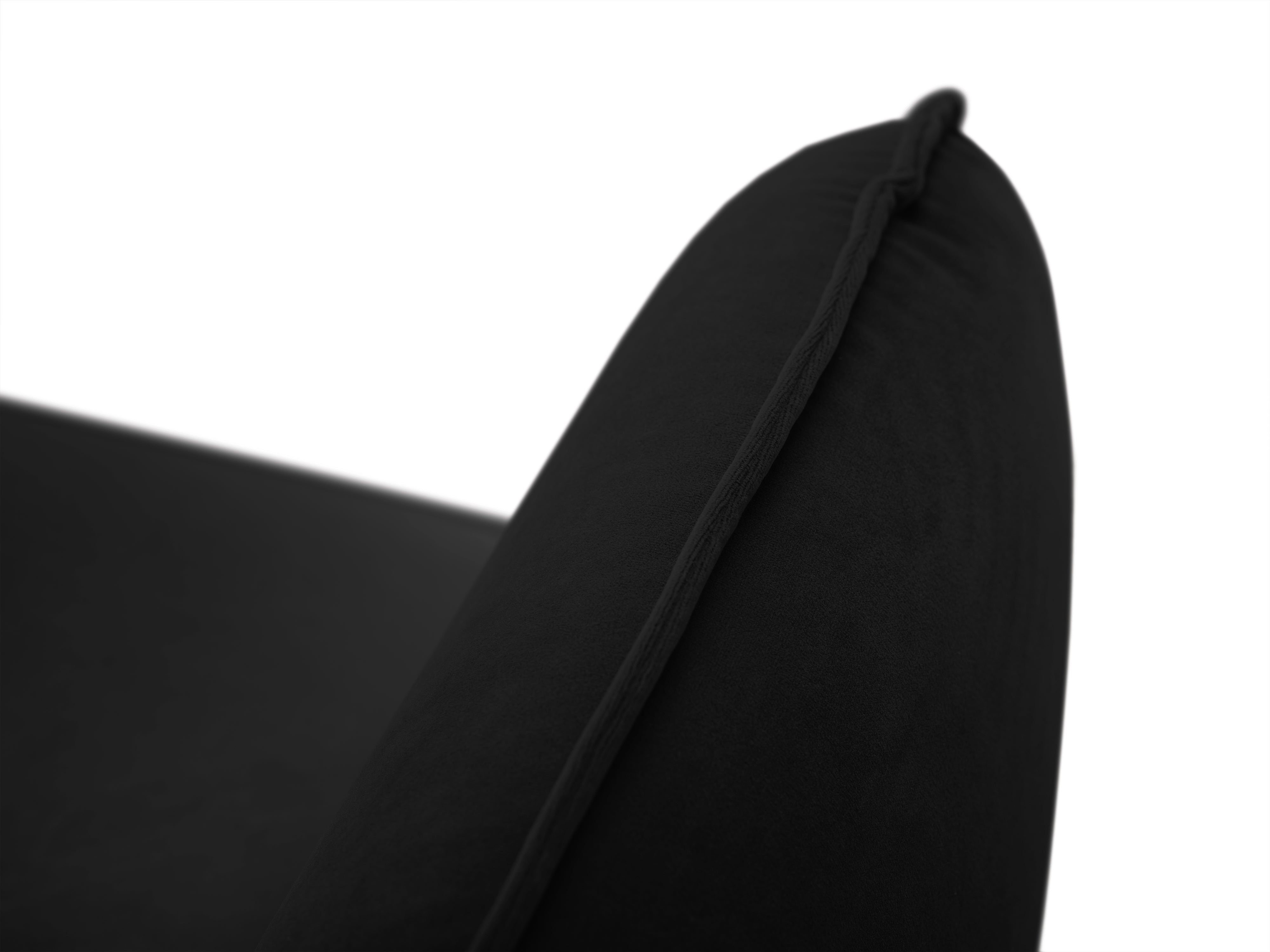 Velvet Corner Sofa for 6 People Right-Hand Side VIENNA Black with Black Base