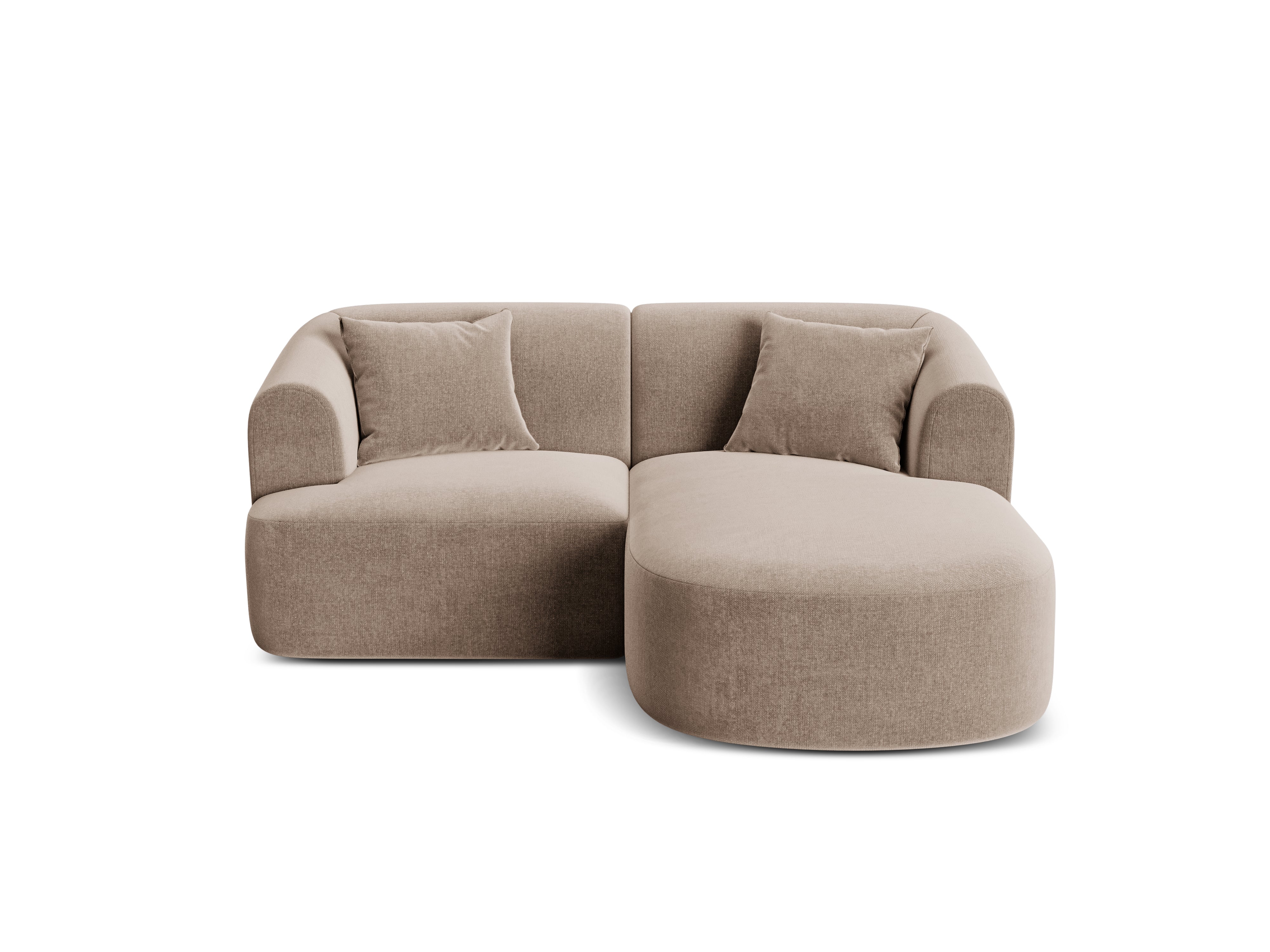 Samt-Ecksofa rechtsseitig 3-sitzig CAMPI dunkelbeige