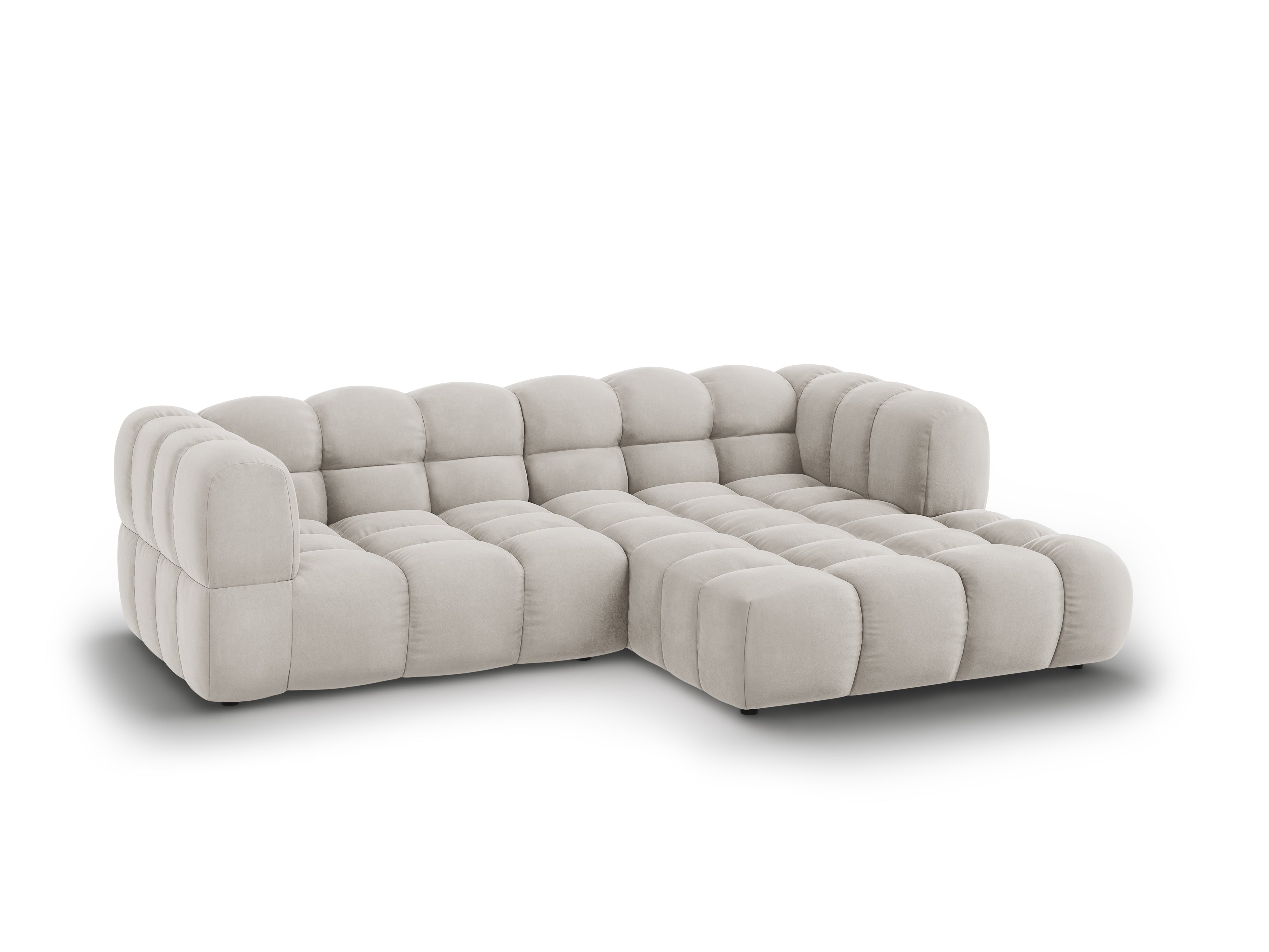 Narożnik aksamitny prawostronny 3-osobowy SKY kość słoniowa Cosmopolitan Design Eye on Design