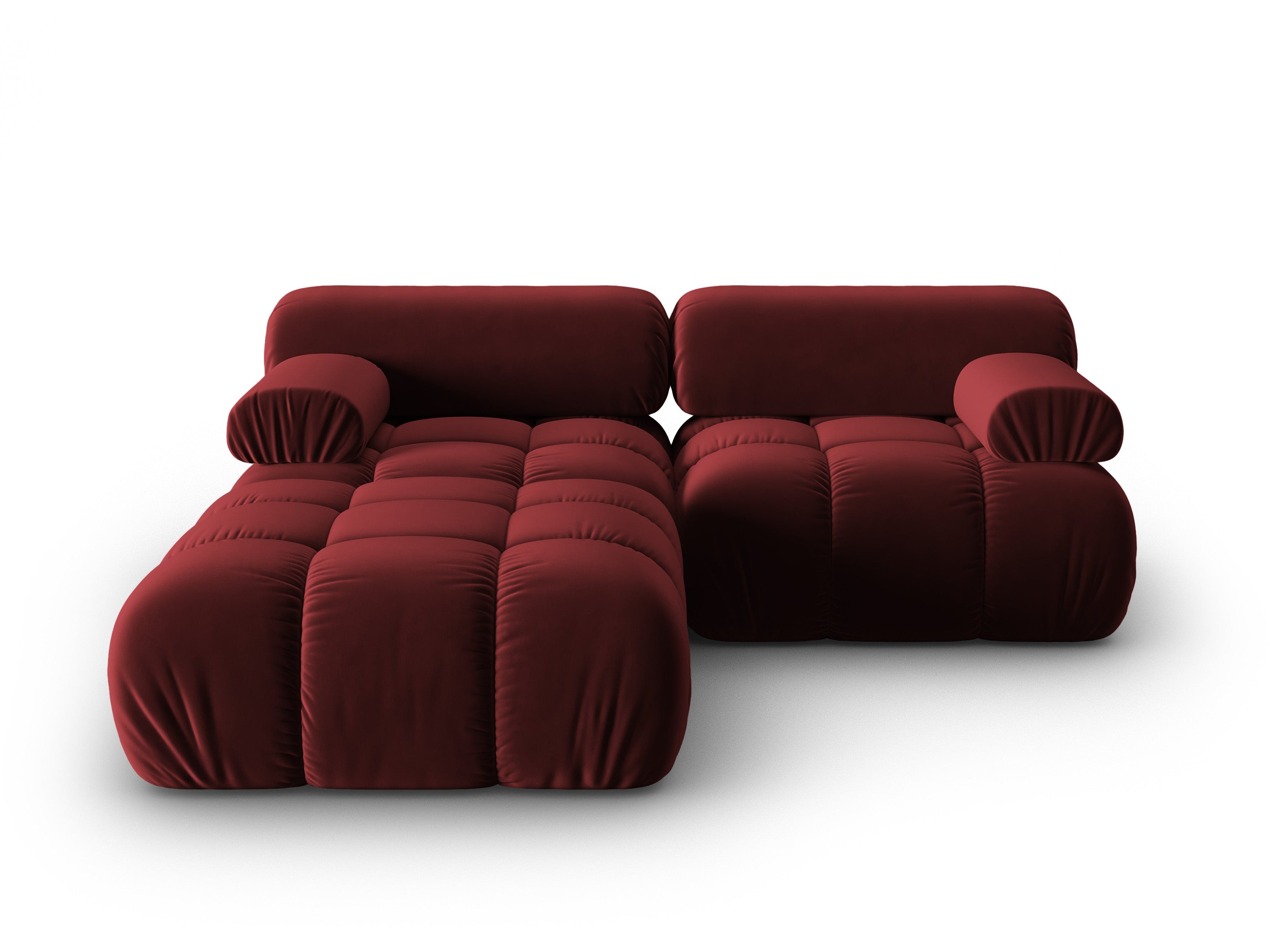 Samt-Ecksofa 3-Sitzer CORTINA weinrot