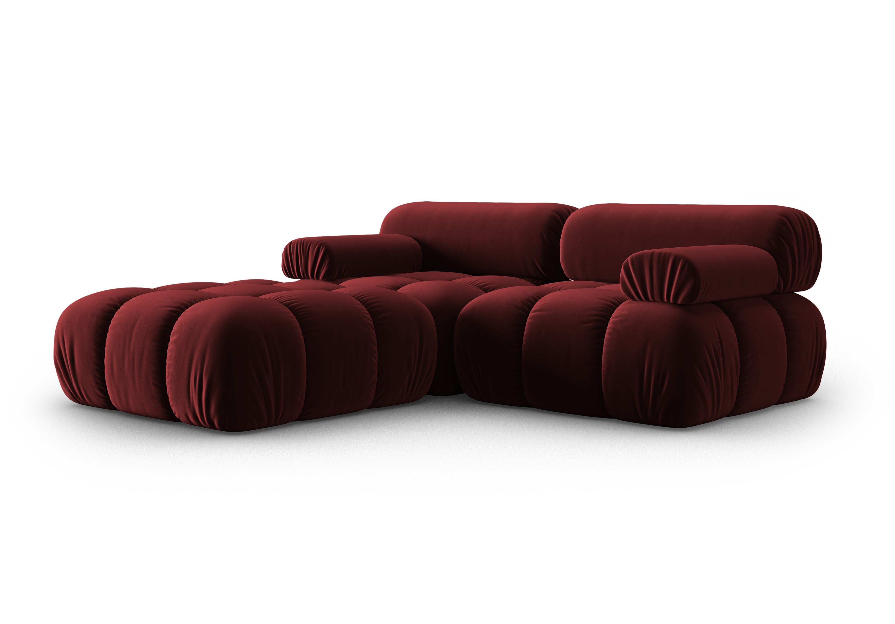 Samt-Ecksofa 3-Sitzer CORTINA weinrot