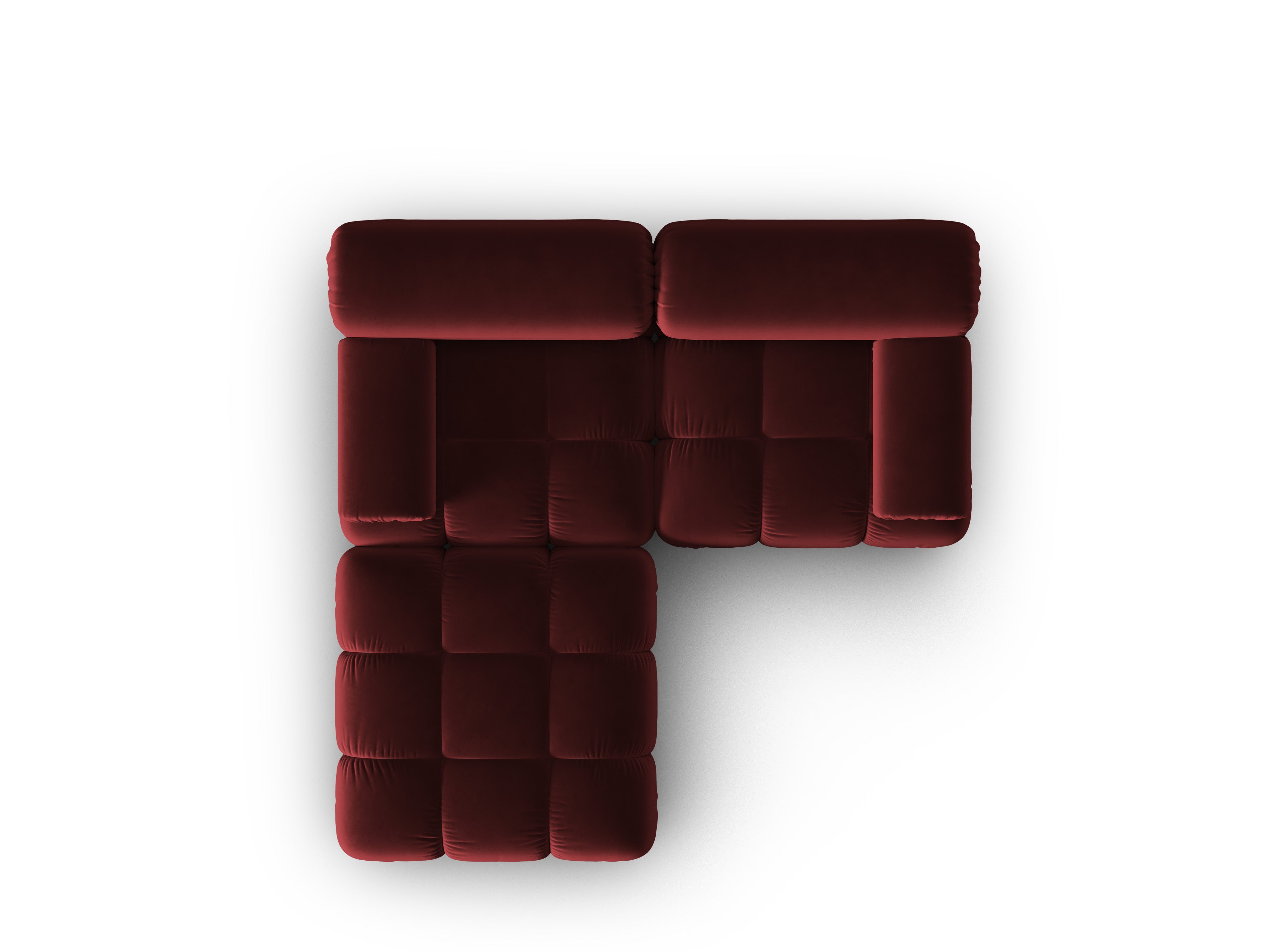 Samt-Ecksofa 3-Sitzer CORTINA weinrot