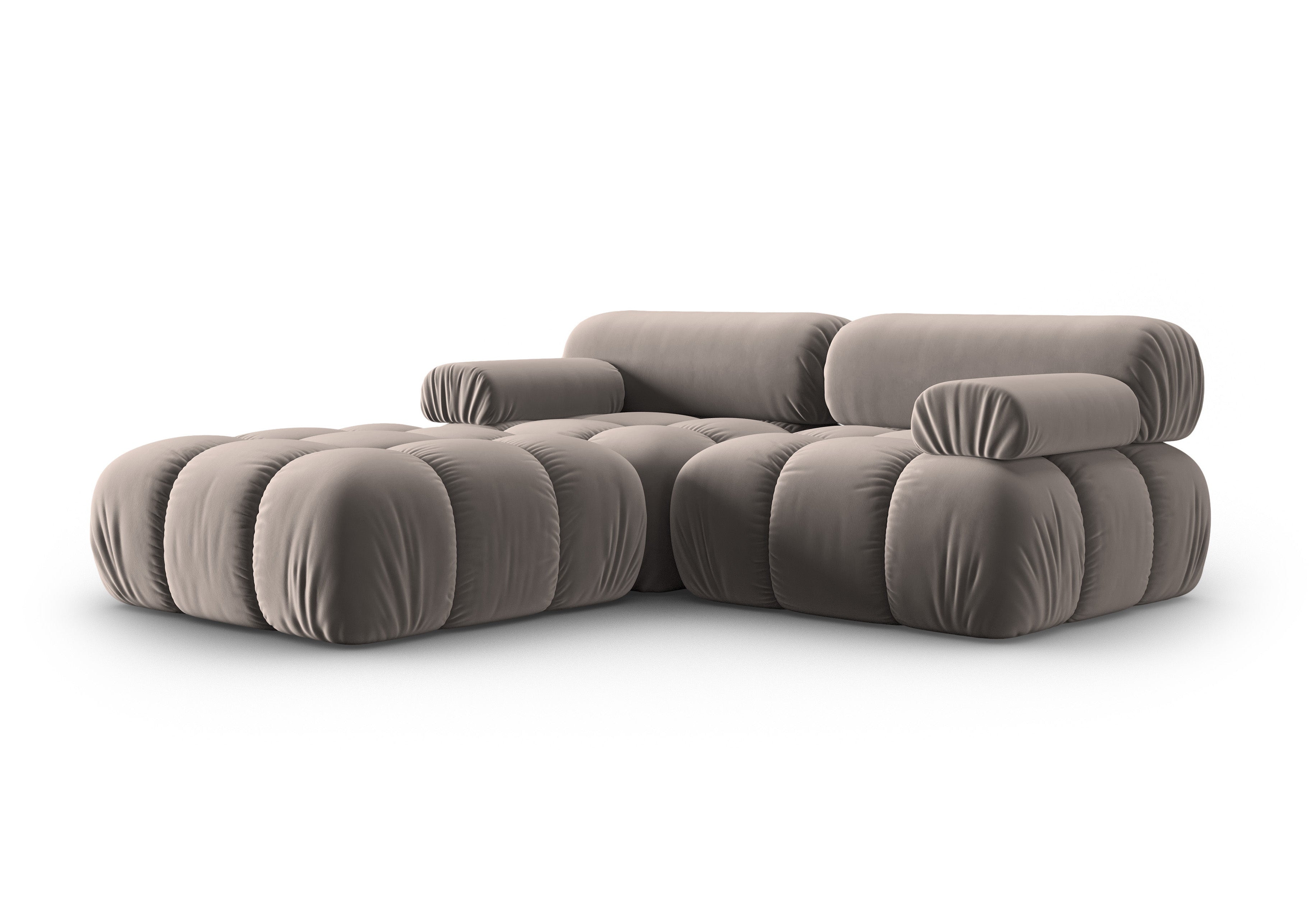 Samt-Ecksofa 3-Sitzer CORTINA cappuccino