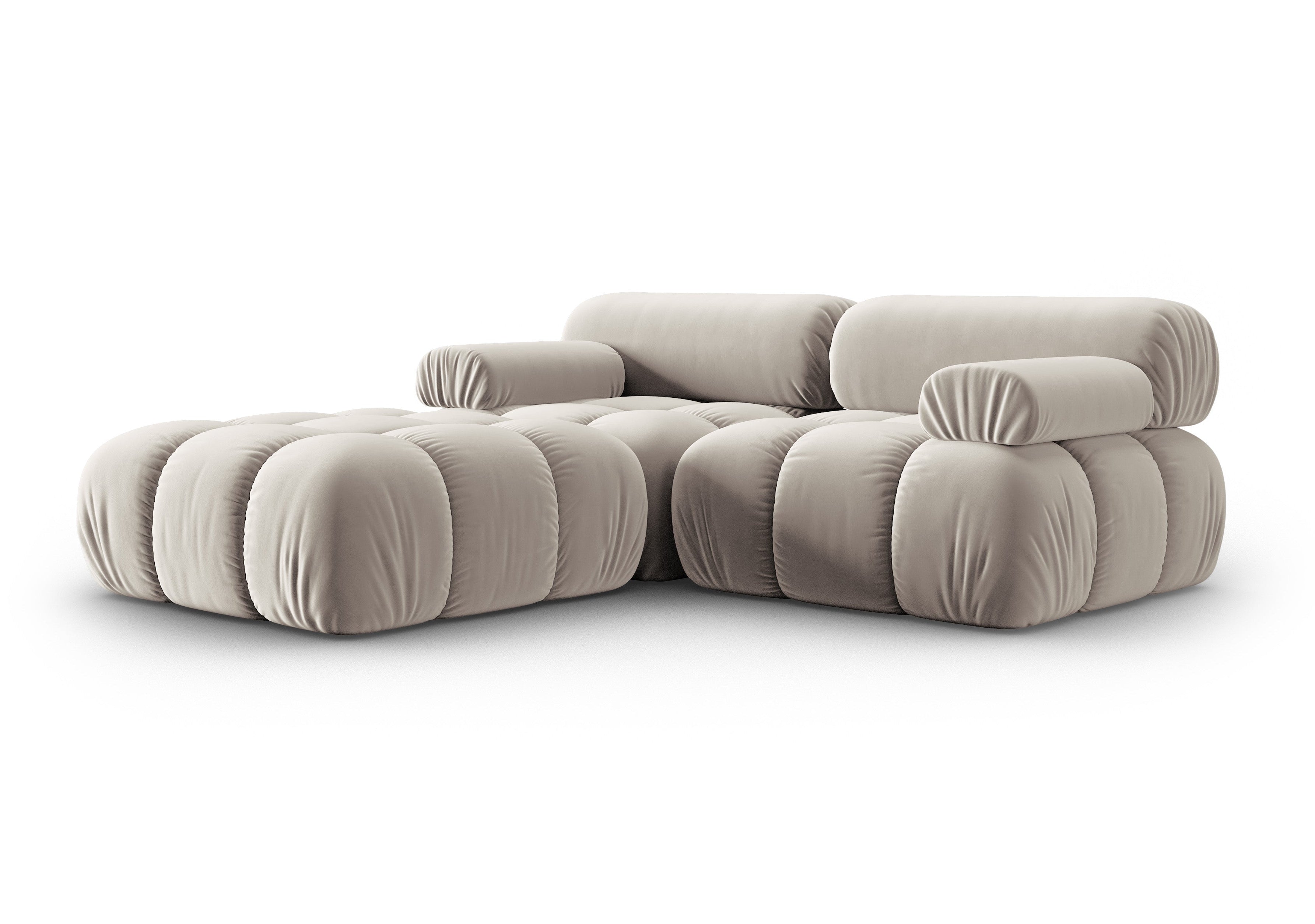 Samt-Ecksofa 3-Sitzer CORTINA beige