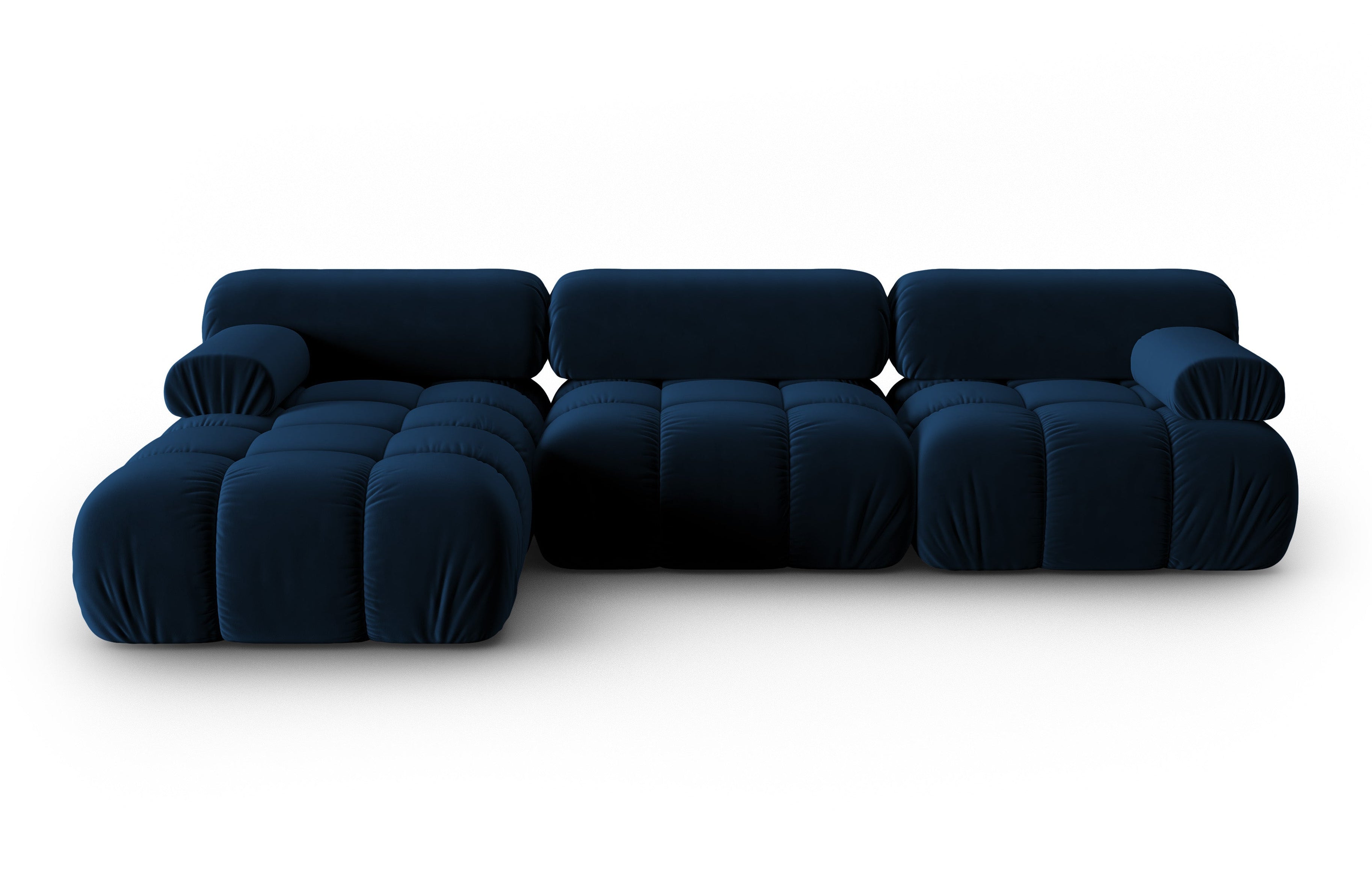 Samt-Ecksofa für 4 Personen, linksseitig, CORTINA, königliches Blau