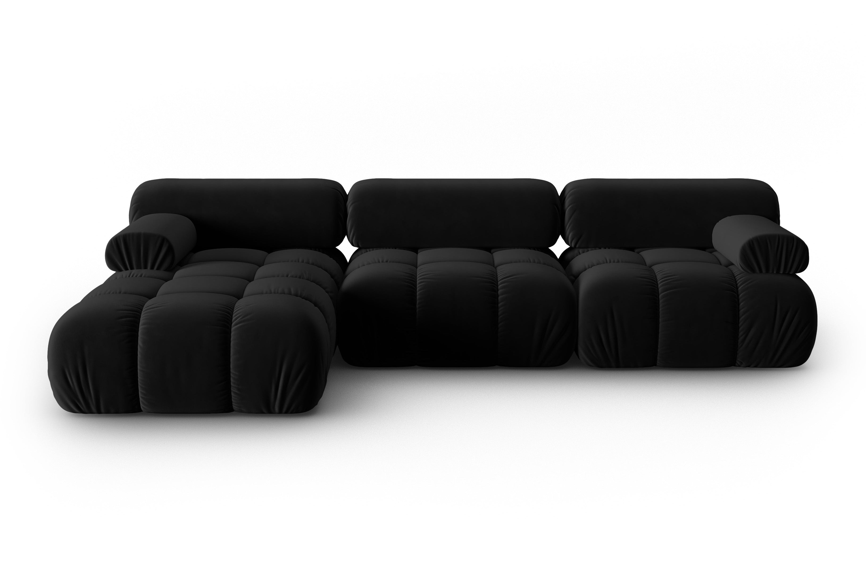 Samt-Ecksofa für 4 Personen links CORTINA schwarz