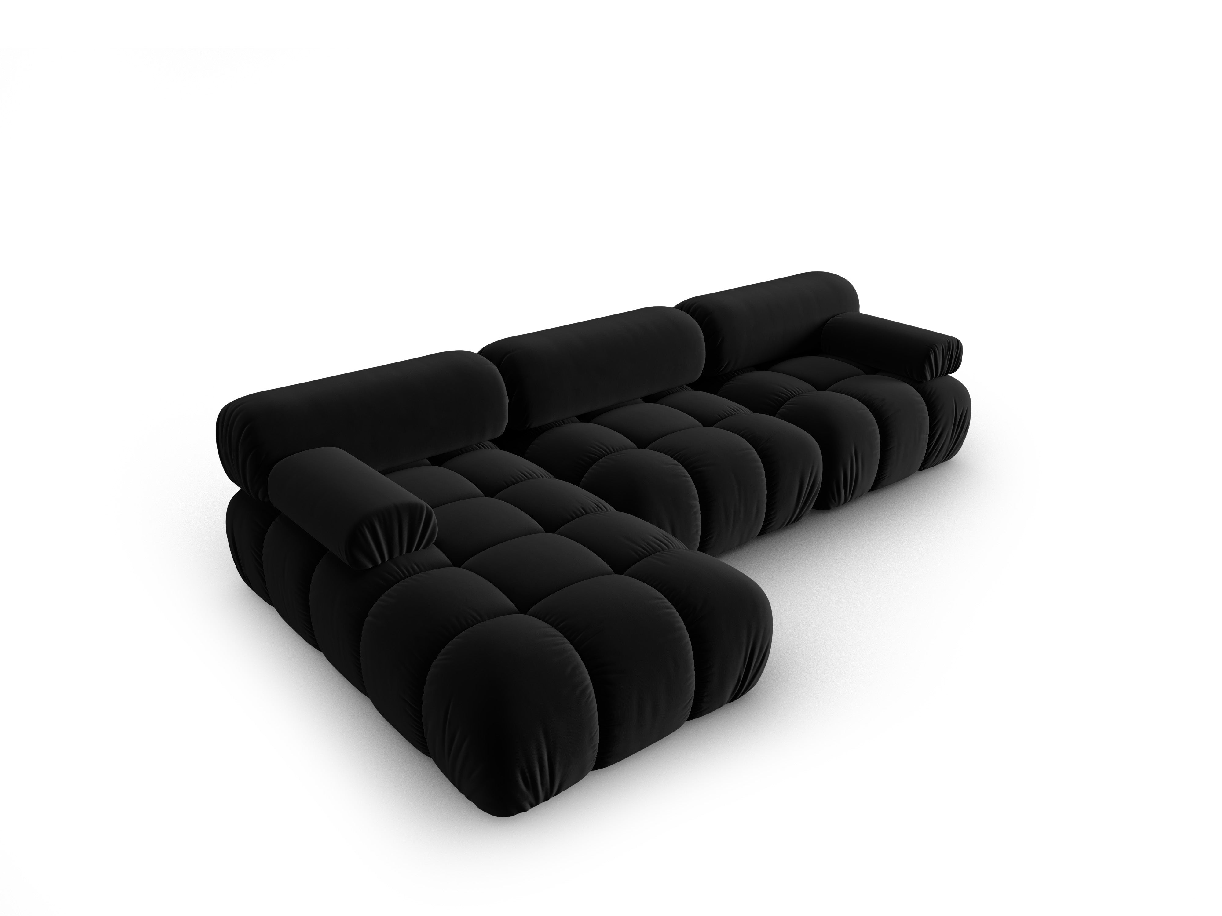 Samt-Ecksofa für 4 Personen links CORTINA schwarz