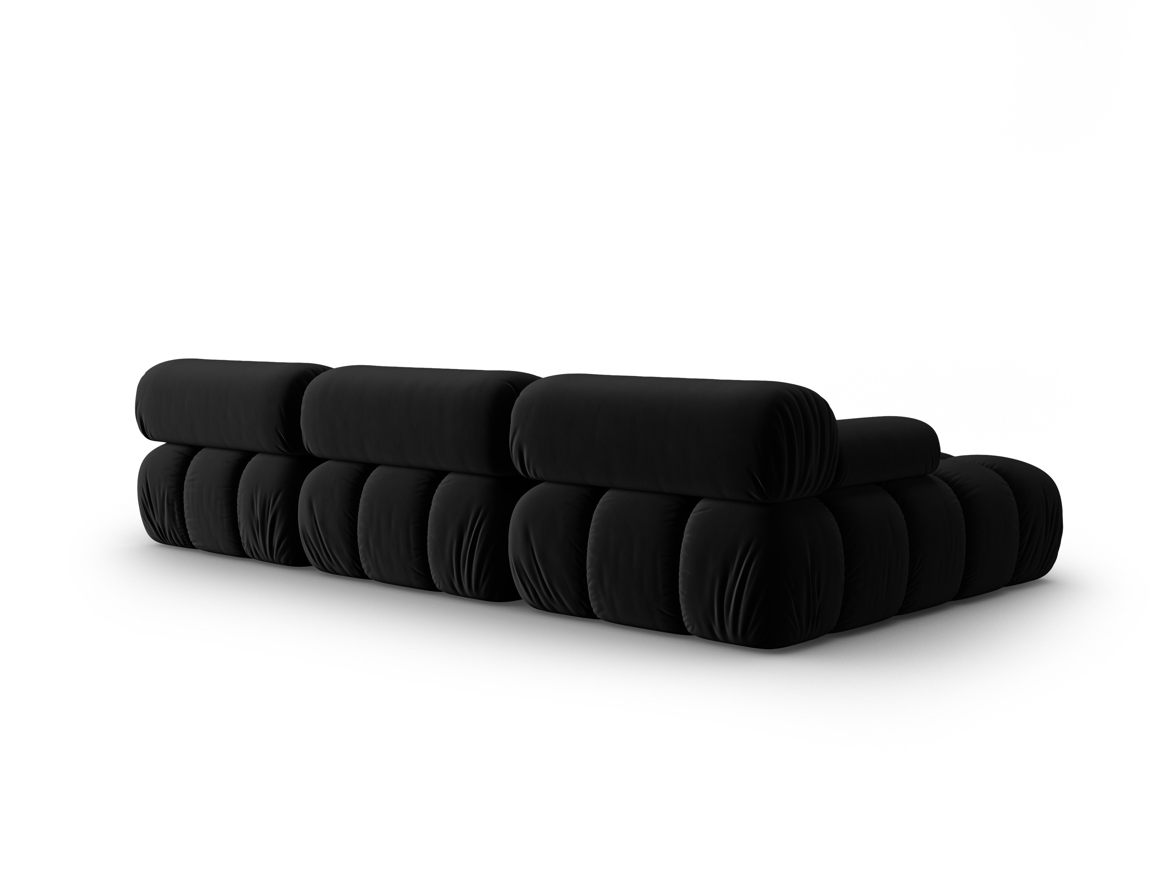 Samt-Ecksofa für 4 Personen links CORTINA schwarz