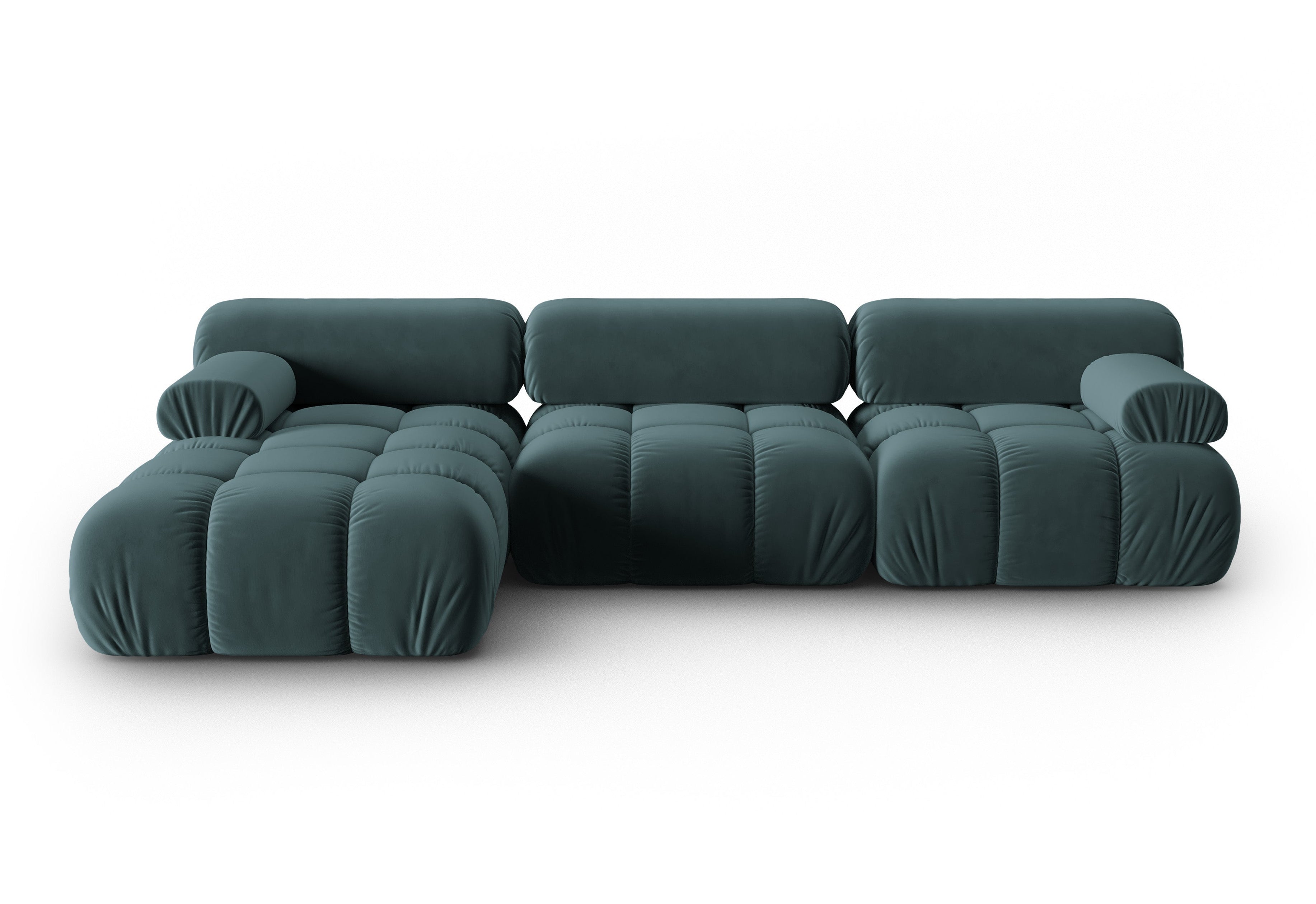 Turquoise Velvet Left-Handed 4-Seater Sofa CORTINA