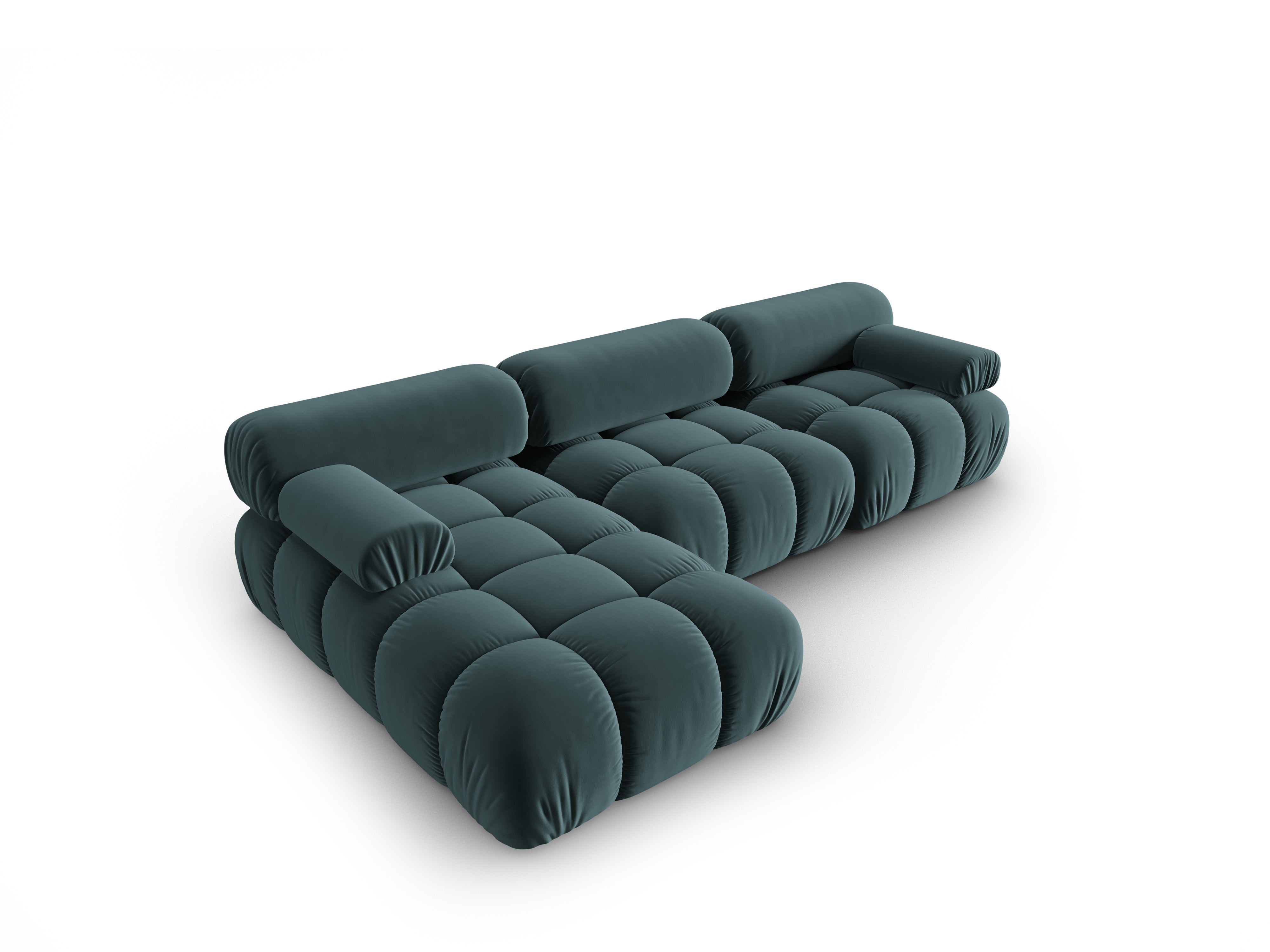 Turquoise Velvet Left-Handed 4-Seater Sofa CORTINA