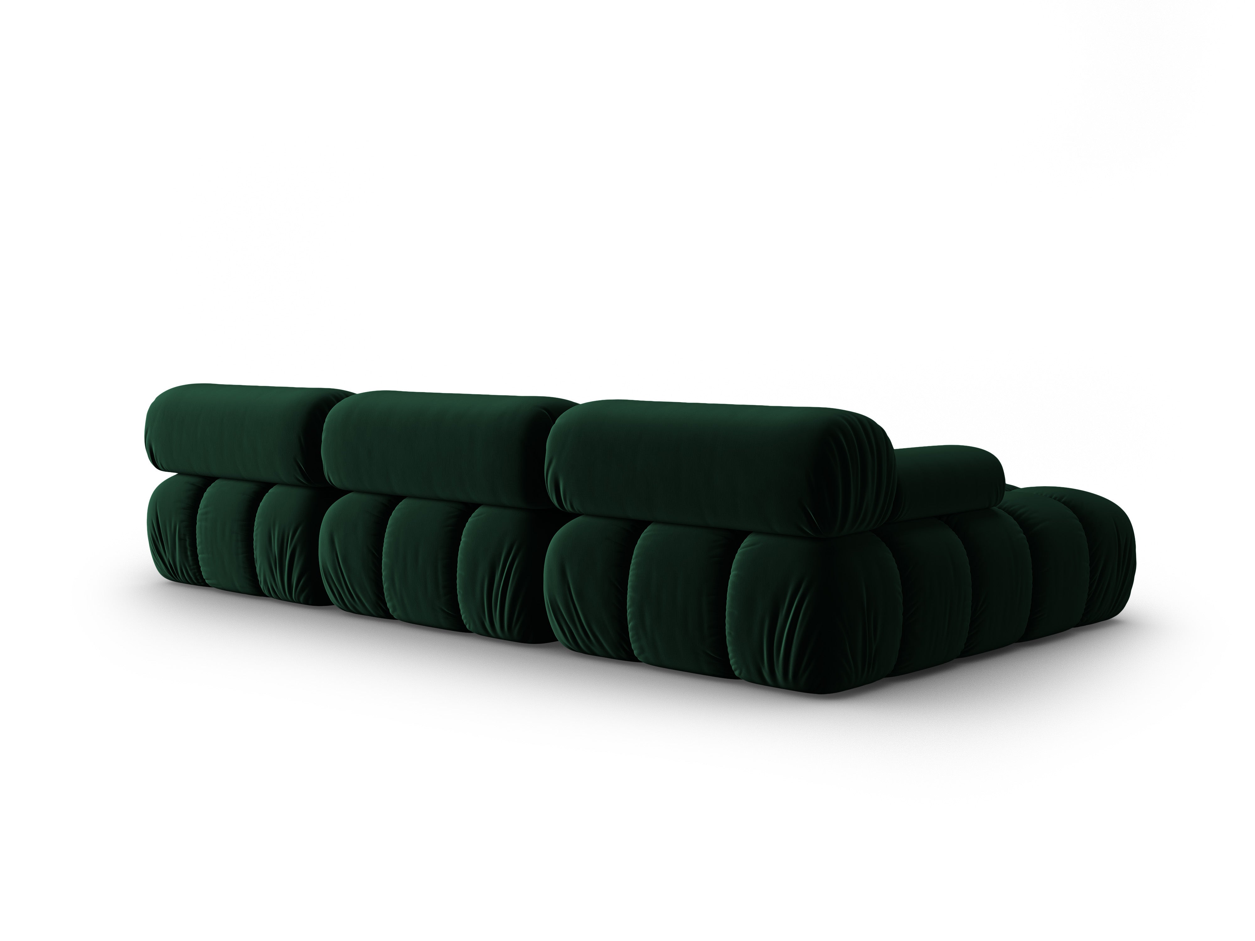 Velvet Corner Sofa for 4 People, Left Side, CORTINA in Bottle Green