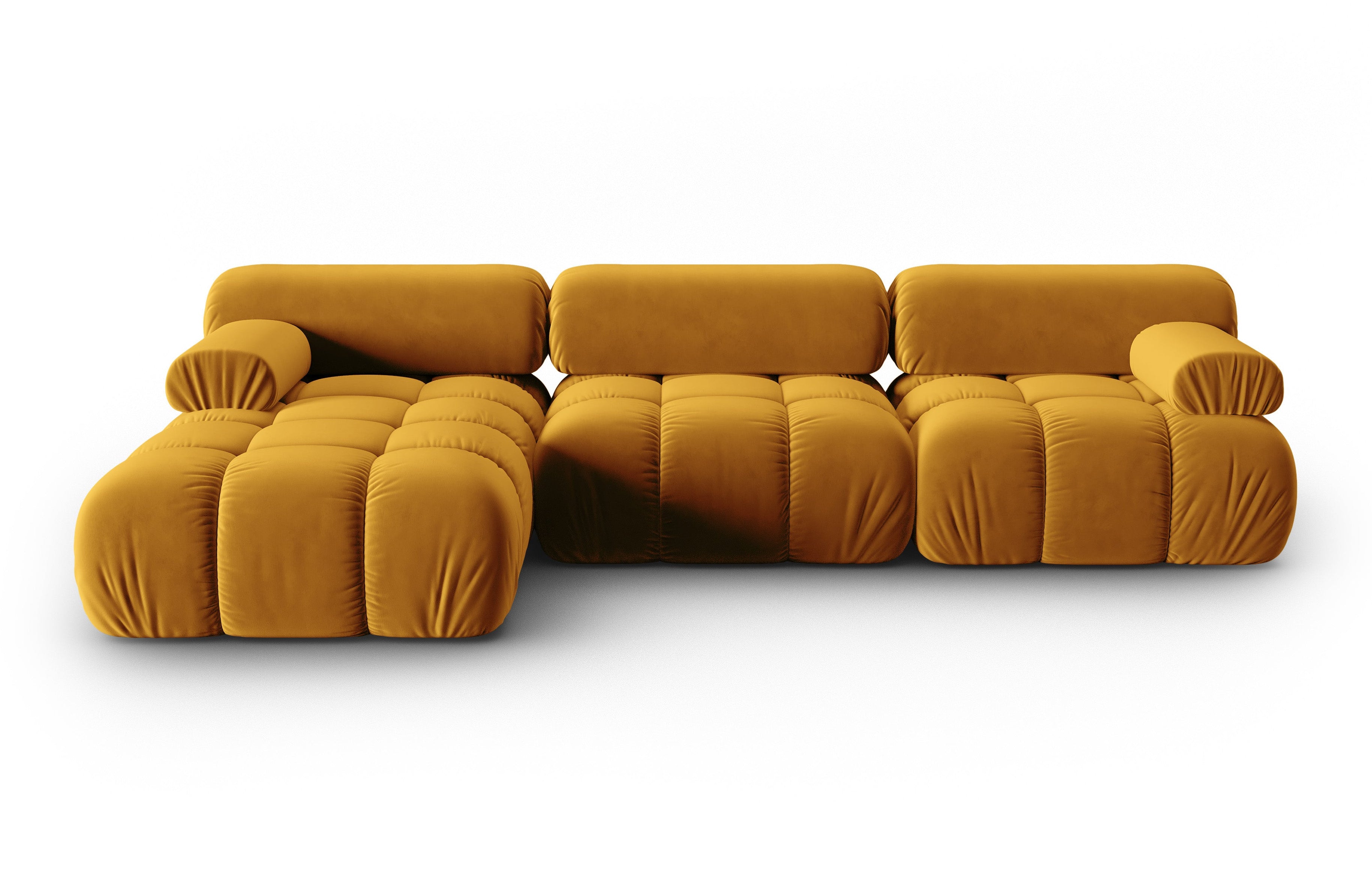 CORTINA Yellow Velvet Left-Facing Sofa for 4 People