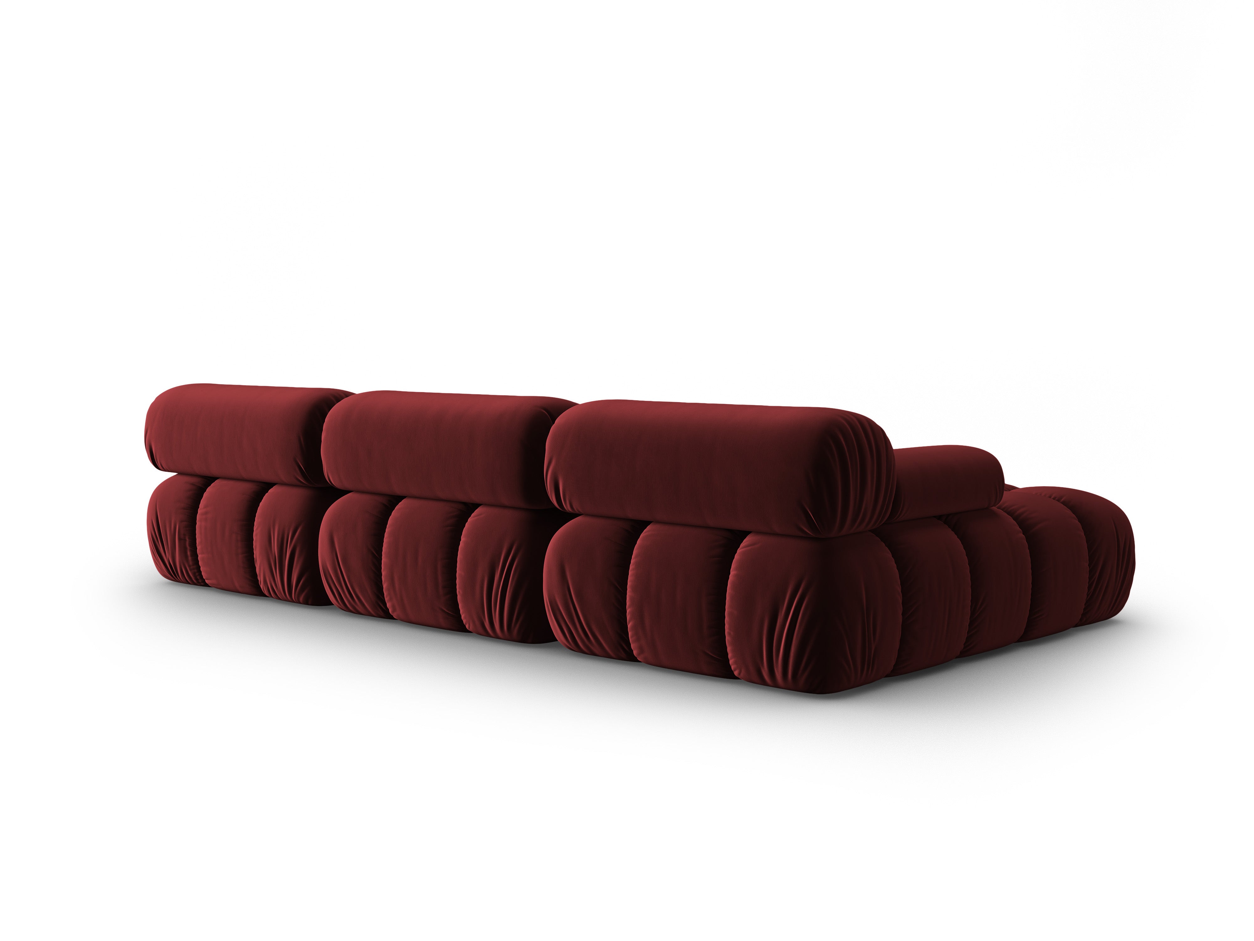 CORTINA Velvet Corner Sofa for 4 People, Left Side, Wine Red