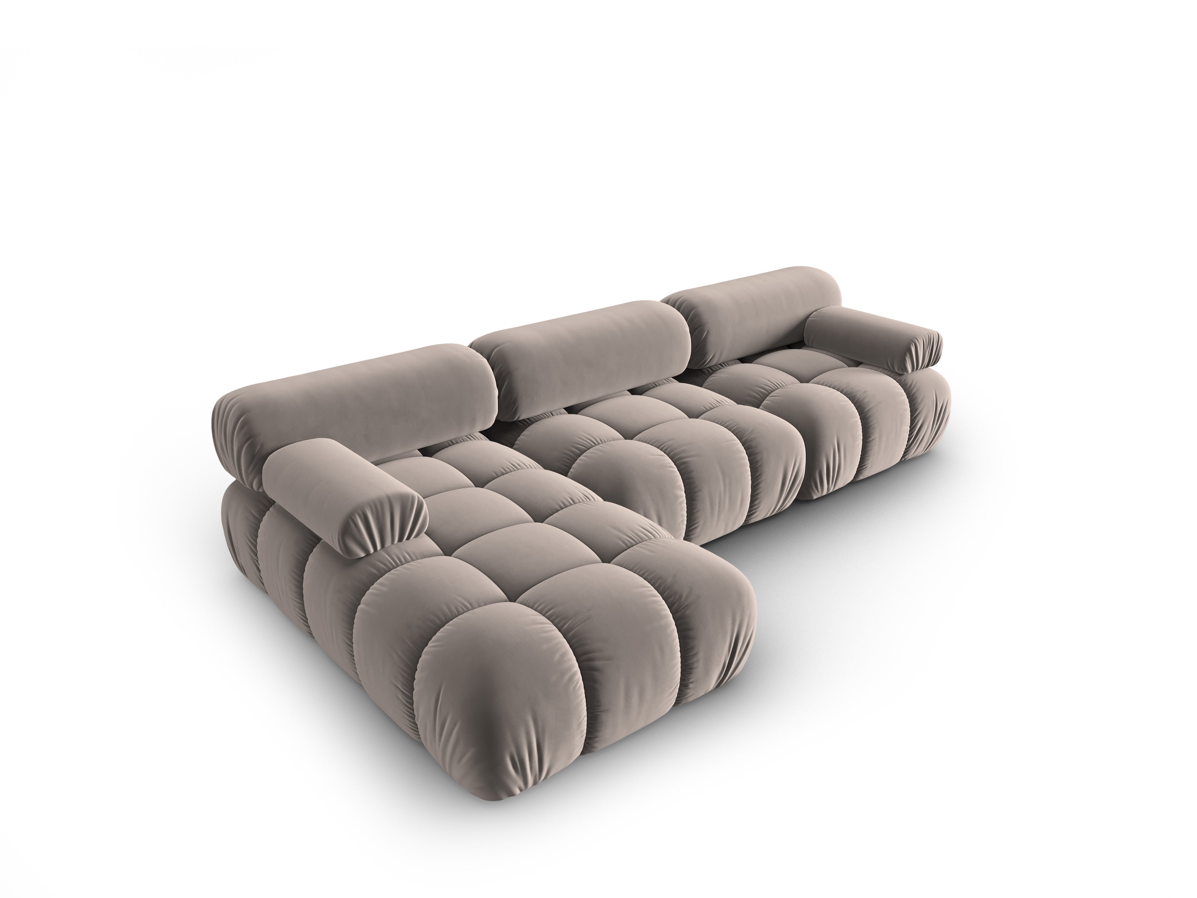 Samt-Ecksofa für 4 Personen links CORTINA cappuccino