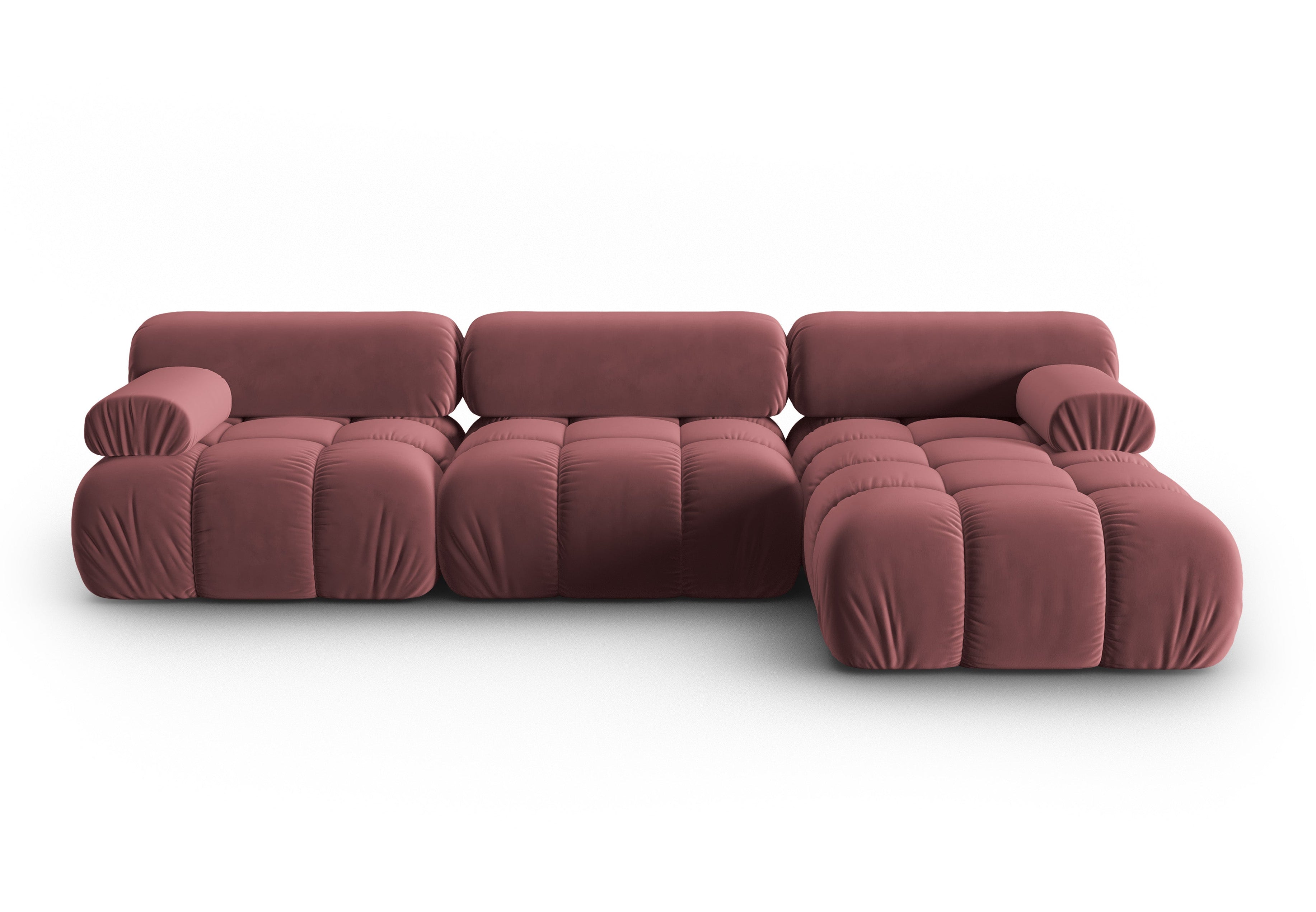 CORTINA Pink Velvet Right-Handed 4-Seater Corner Sofa