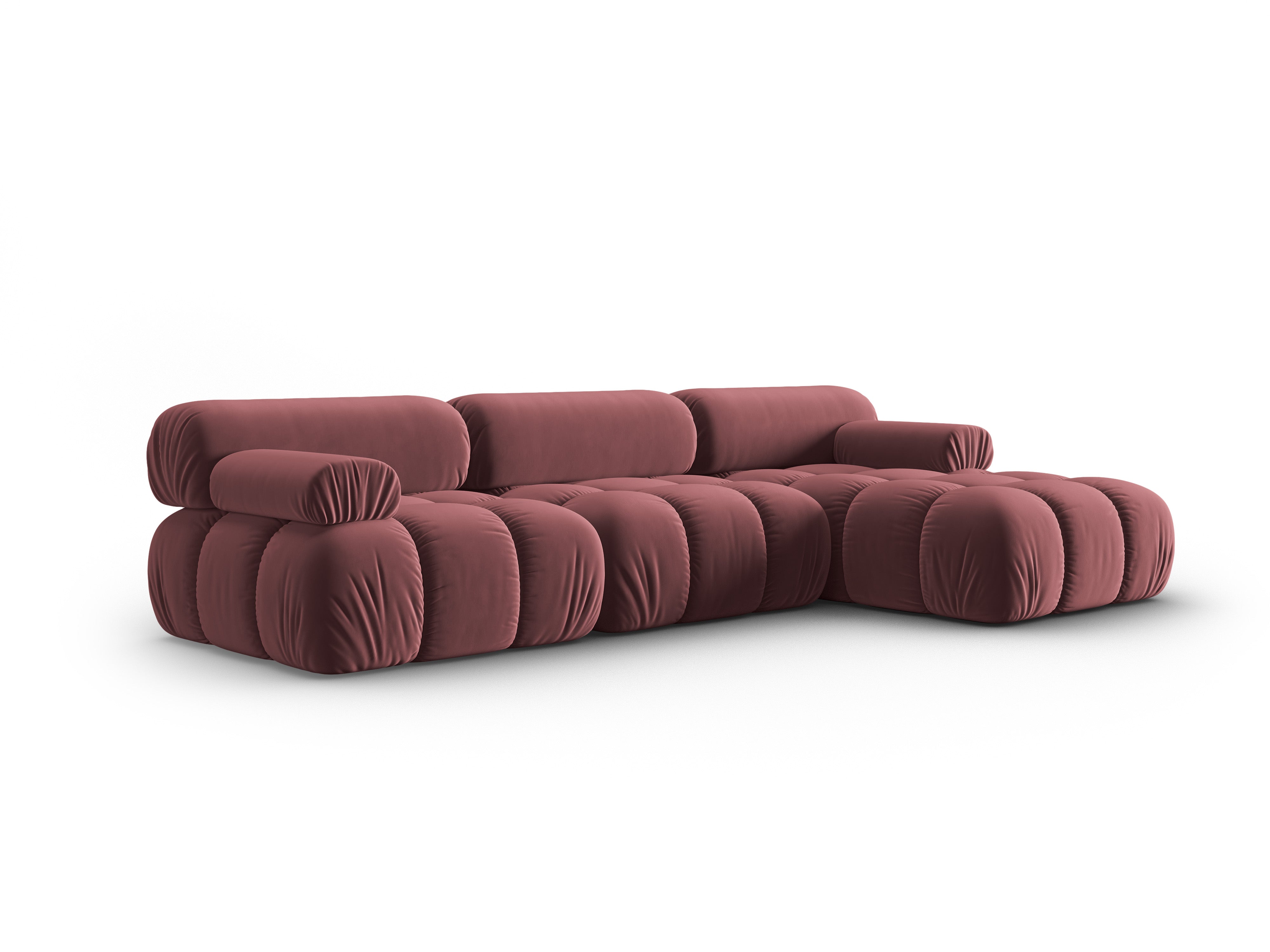 CORTINA Pink Velvet Right-Handed 4-Seater Corner Sofa