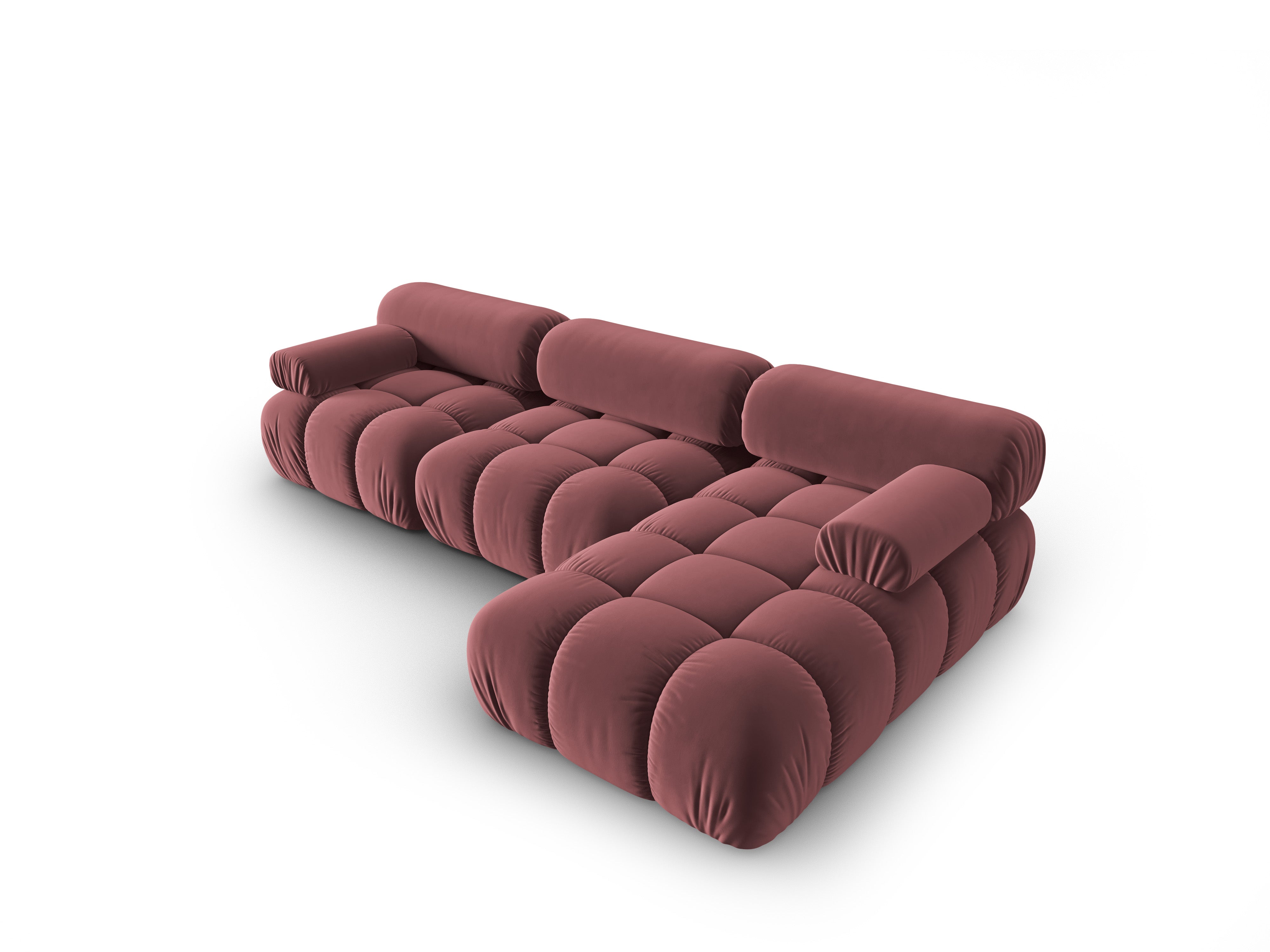 CORTINA Pink Velvet Right-Handed 4-Seater Corner Sofa