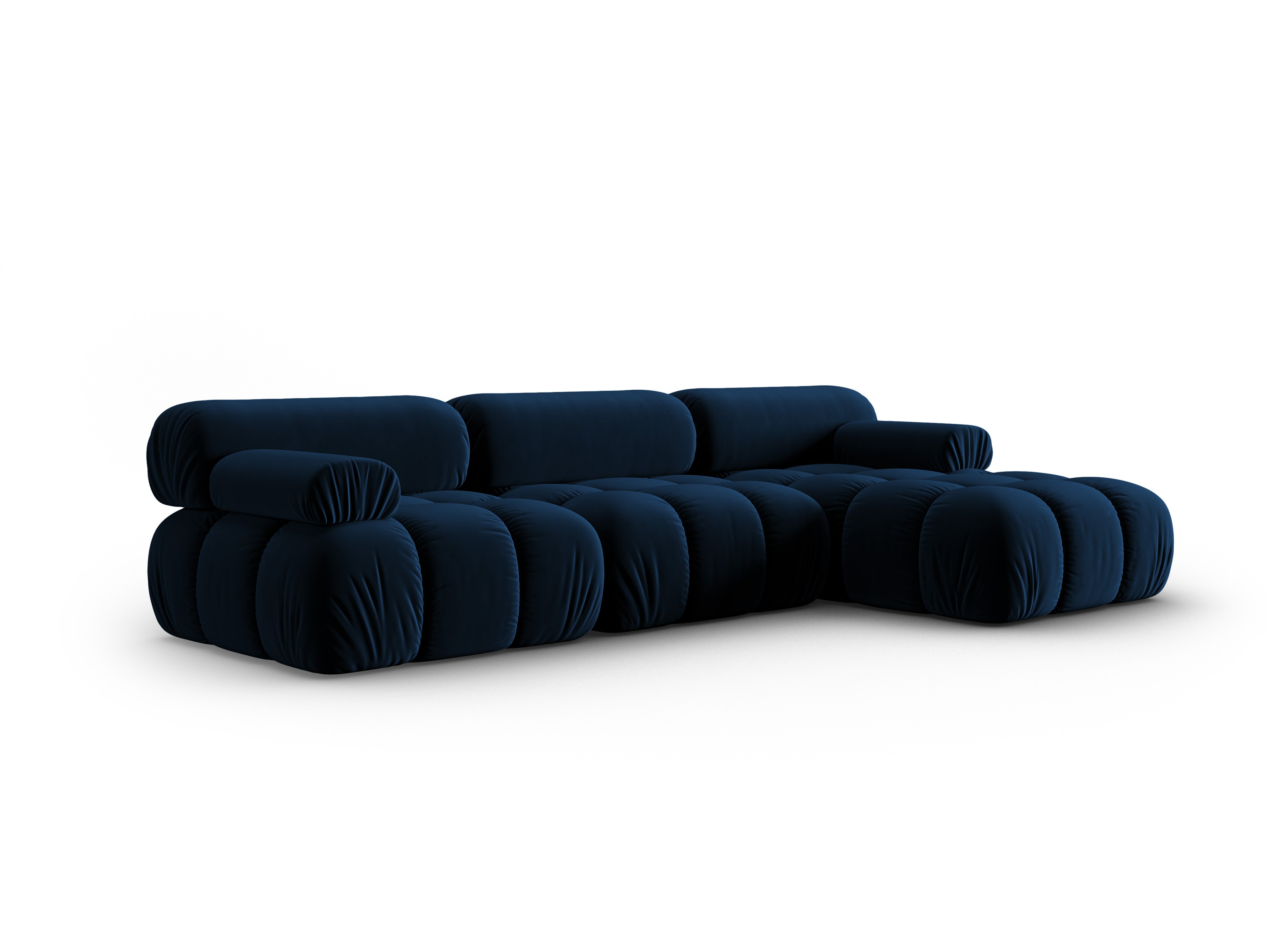 Samt-Ecksofa für 4 Personen, rechtsseitig, CORTINA, königsblau