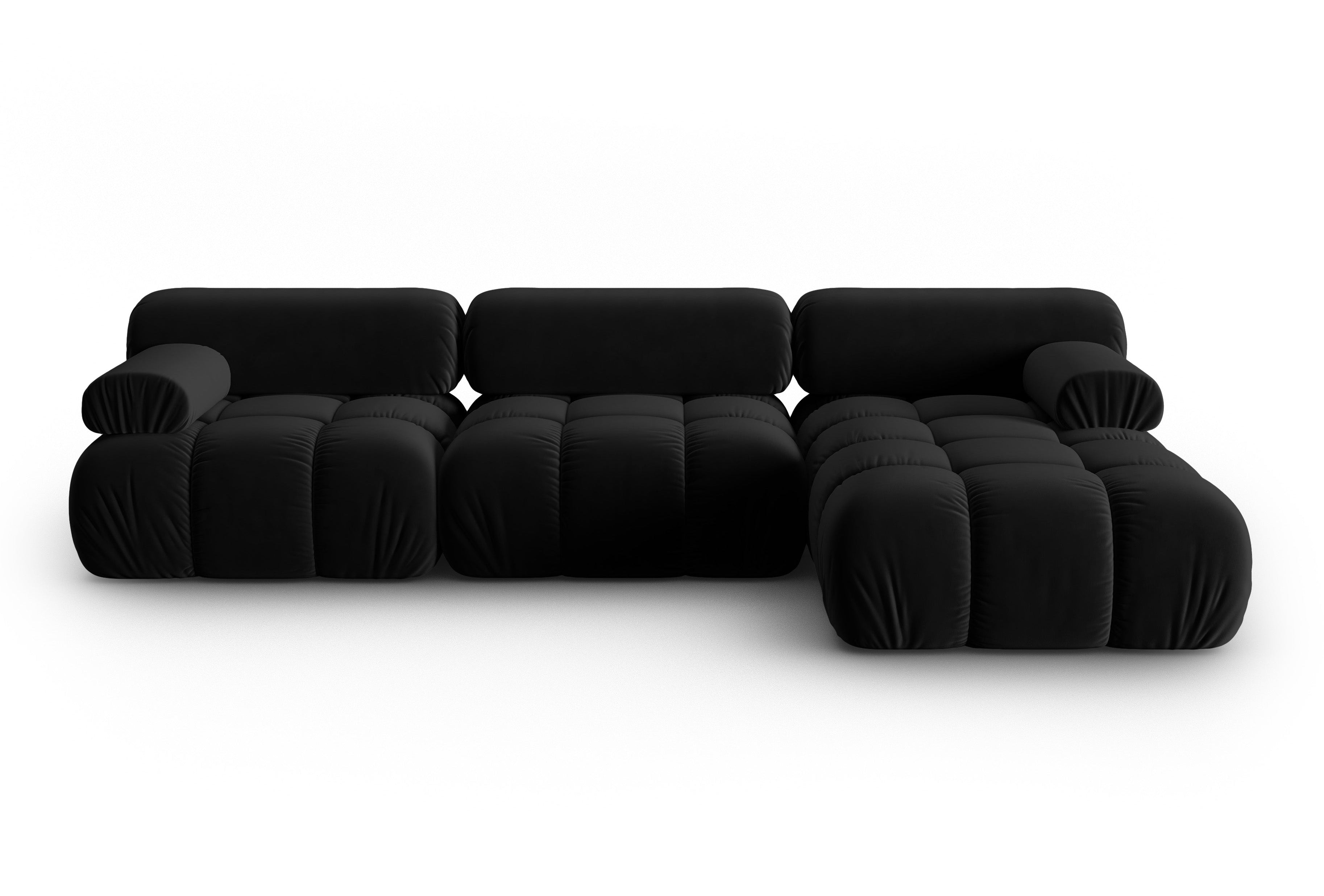 Narożnik aksamitny 4-osobowy prawostronny CORTINA czarny – Cosmopolitan Design