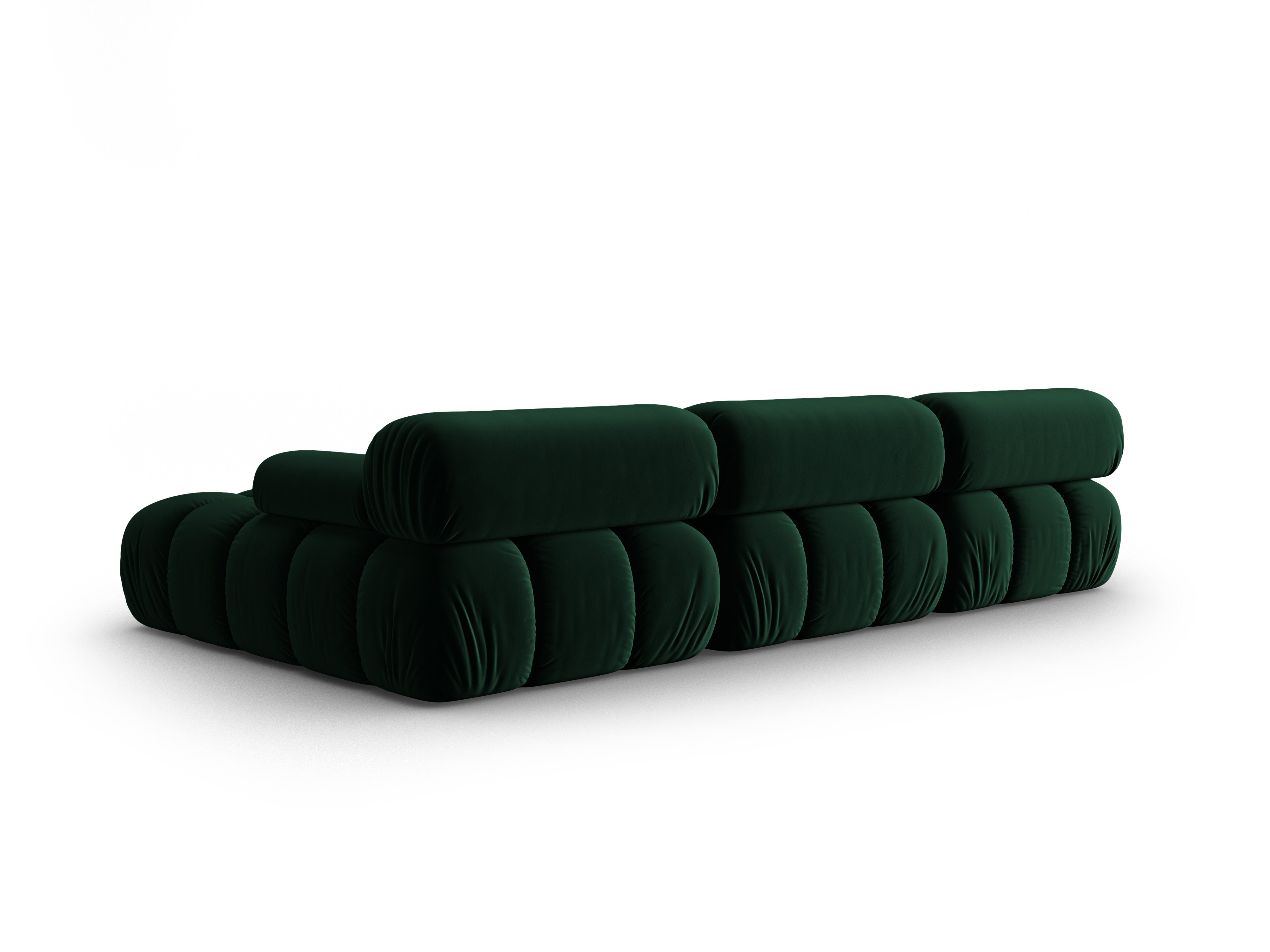 CORTINA Velvet Corner Sofa for 4 People, Right Side, Bottle Green