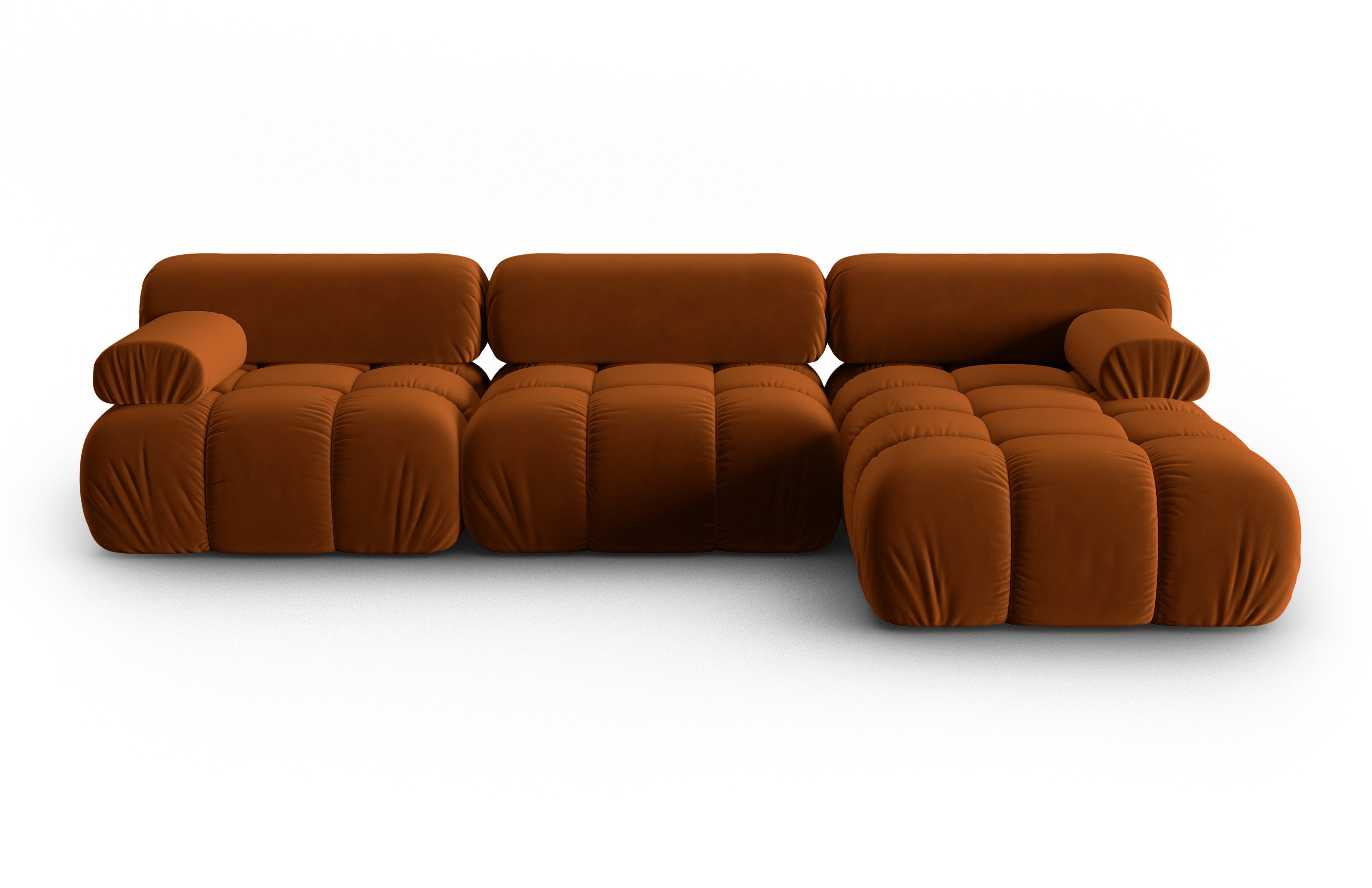 Samt-Ecksofa für 4 Personen rechts CORTINA ziegelrot