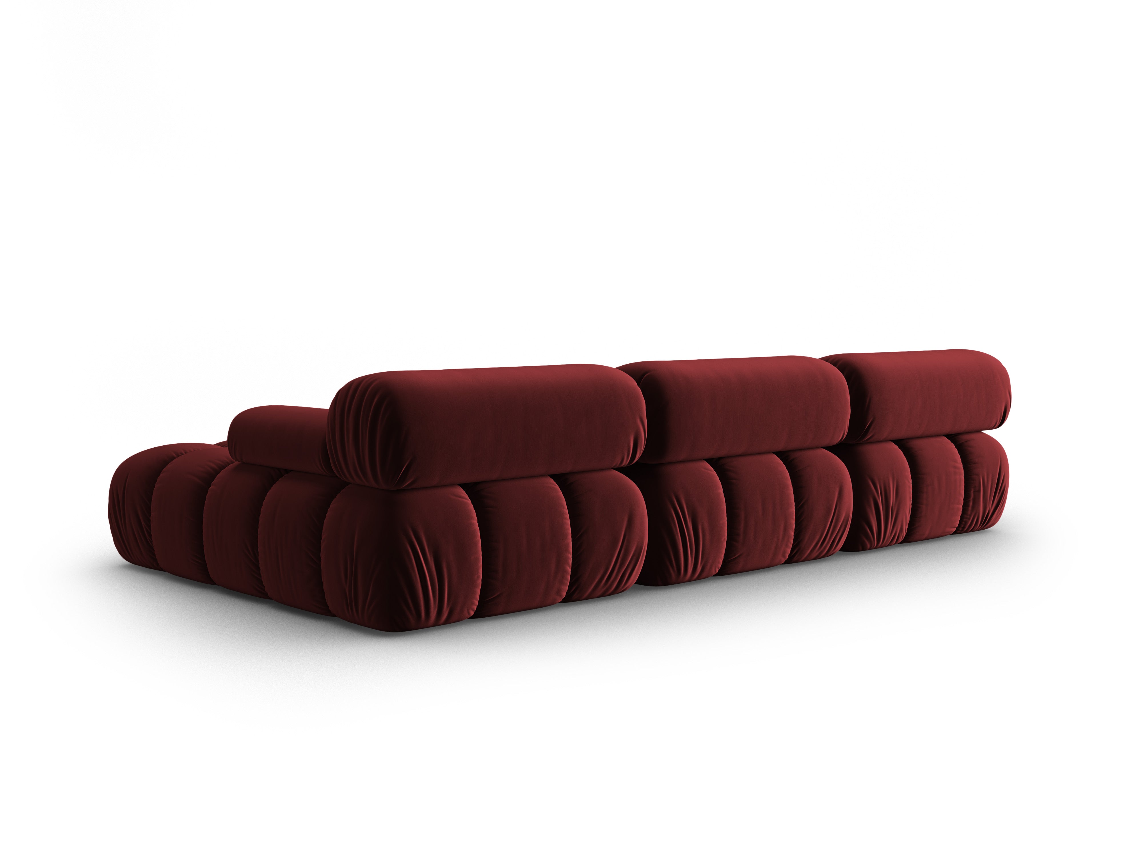 CORTINA Velvet Corner Sofa for 4 People, Right Side, Wine Red
