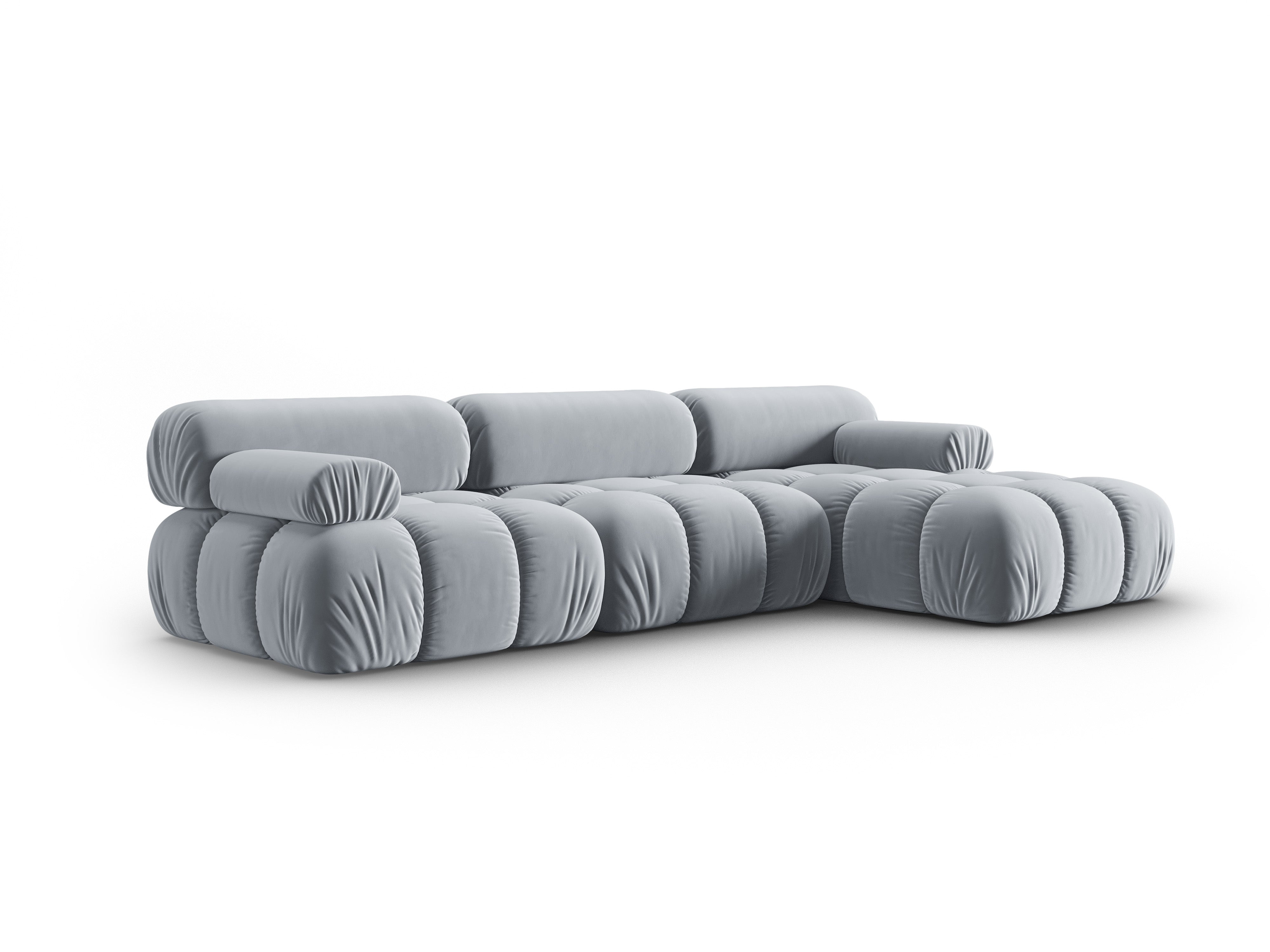 Samt-Ecksofa für 4 Personen rechts CORTINA himmelblau