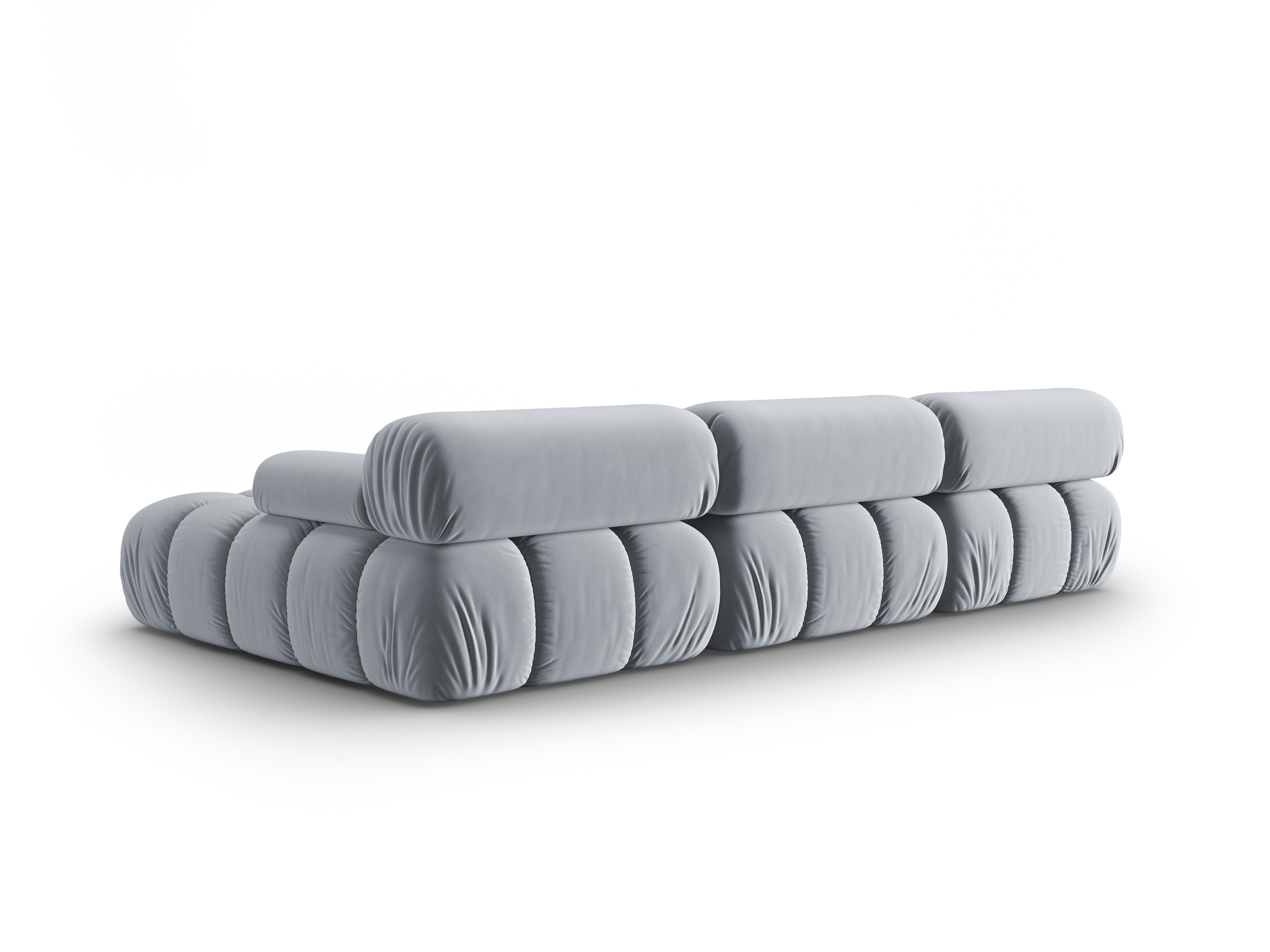 Samt-Ecksofa für 4 Personen rechts CORTINA himmelblau