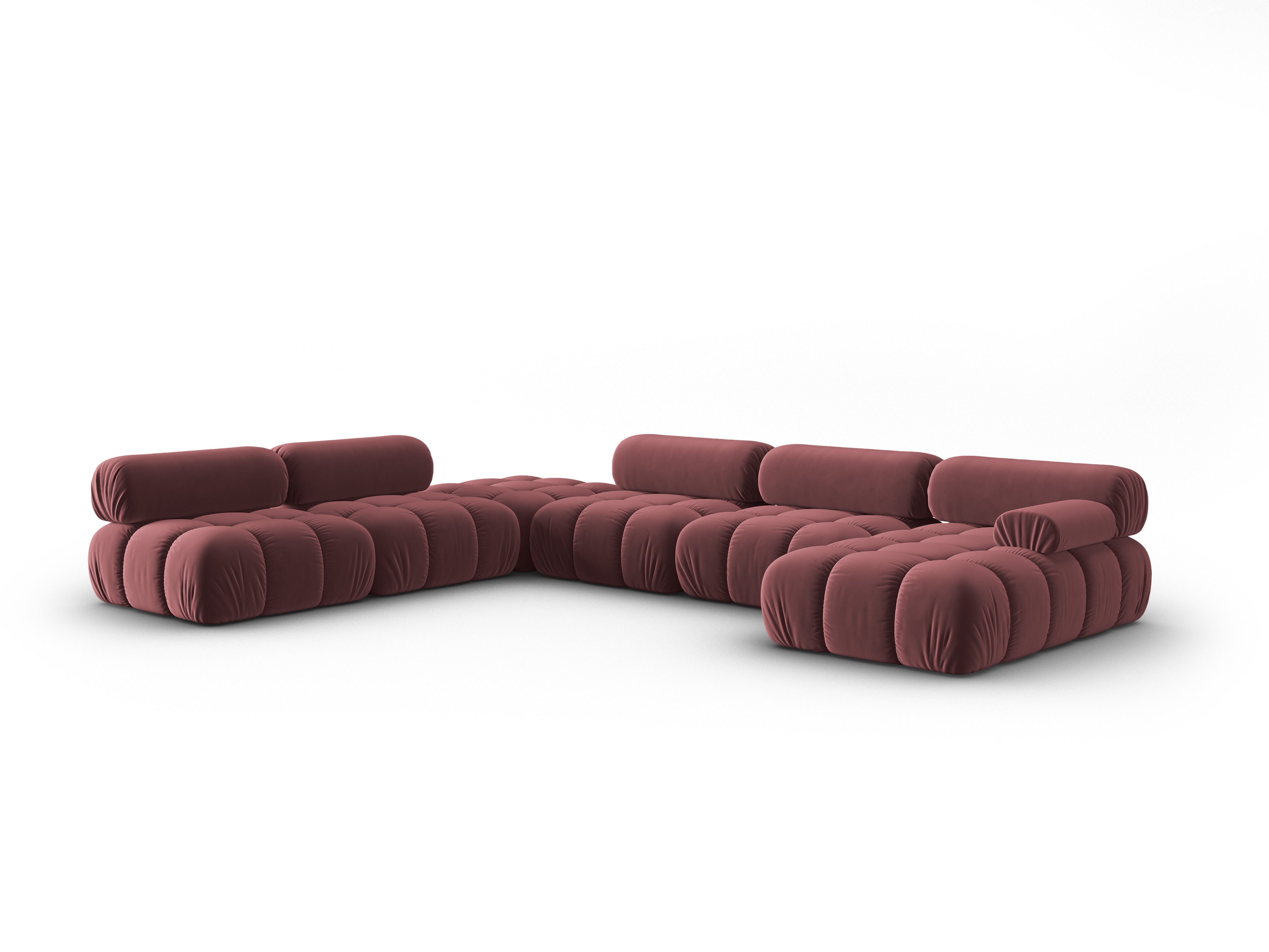 Panoramischer Samt-Ecksofa links CORTINA rosa
