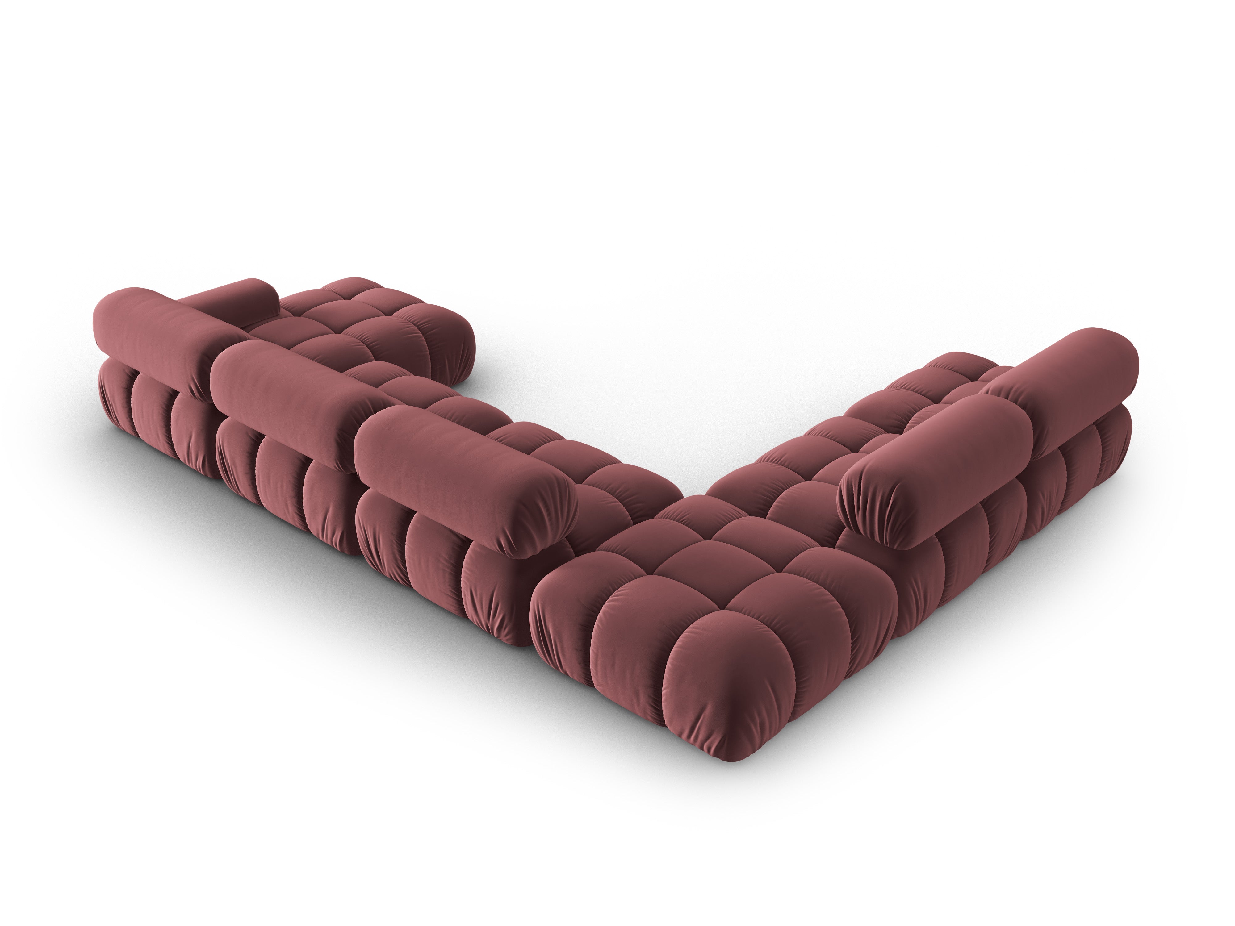 Panoramischer Samt-Ecksofa links CORTINA rosa