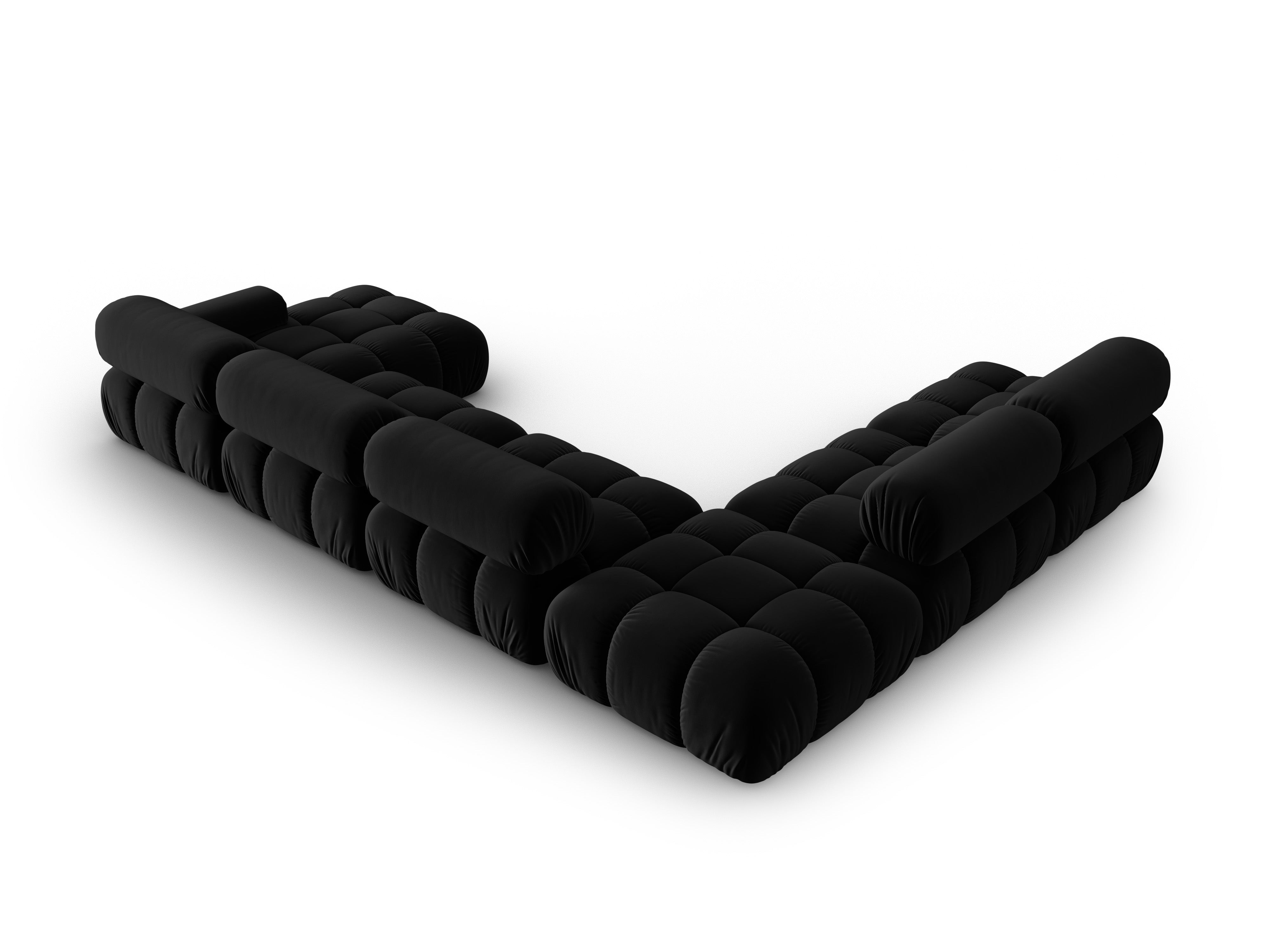 Panoramischer Samt-Ecksofa links CORTINA schwarz