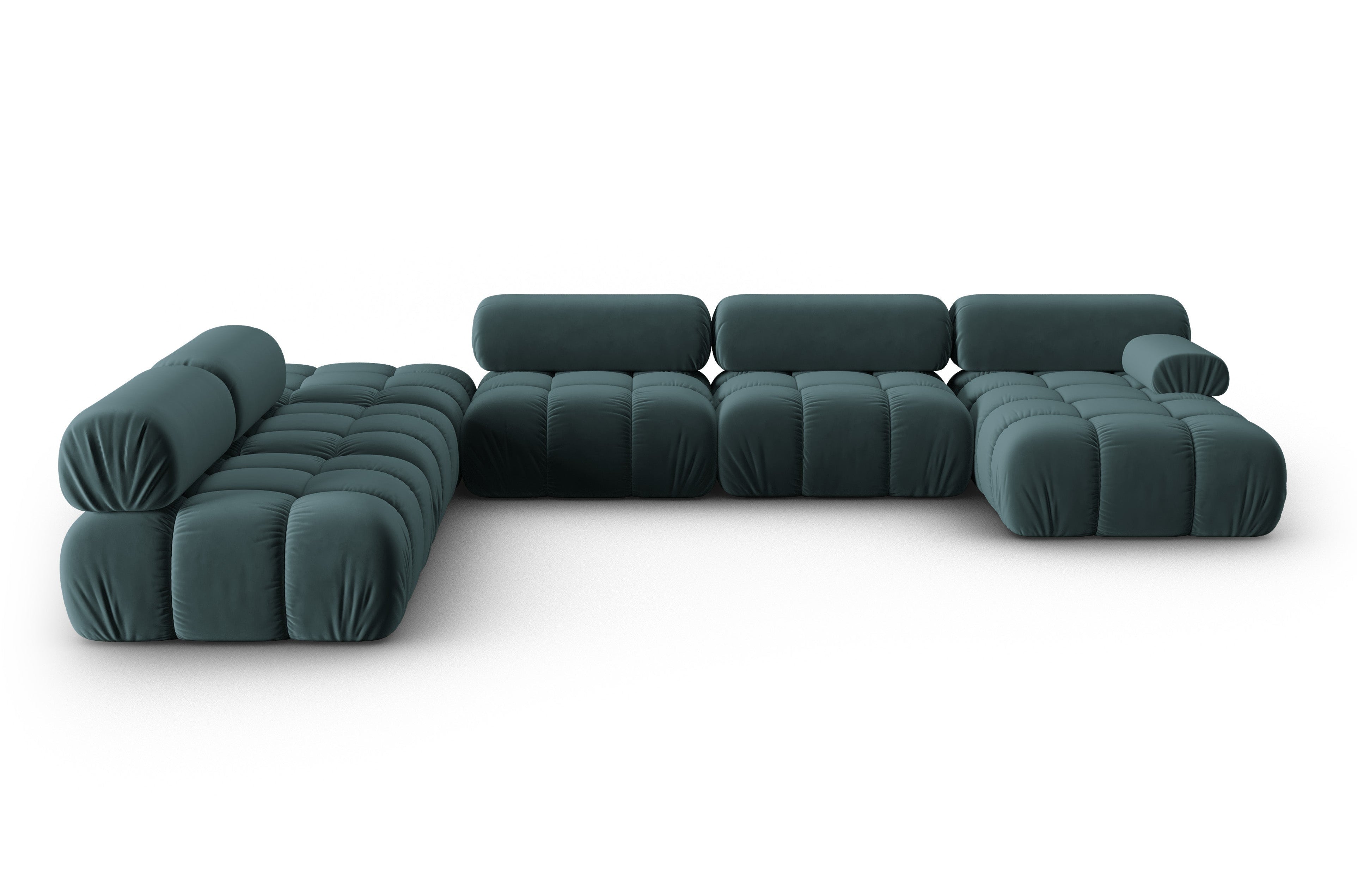 Panoramischer Samt-Ecksofa links CORTINA türkis